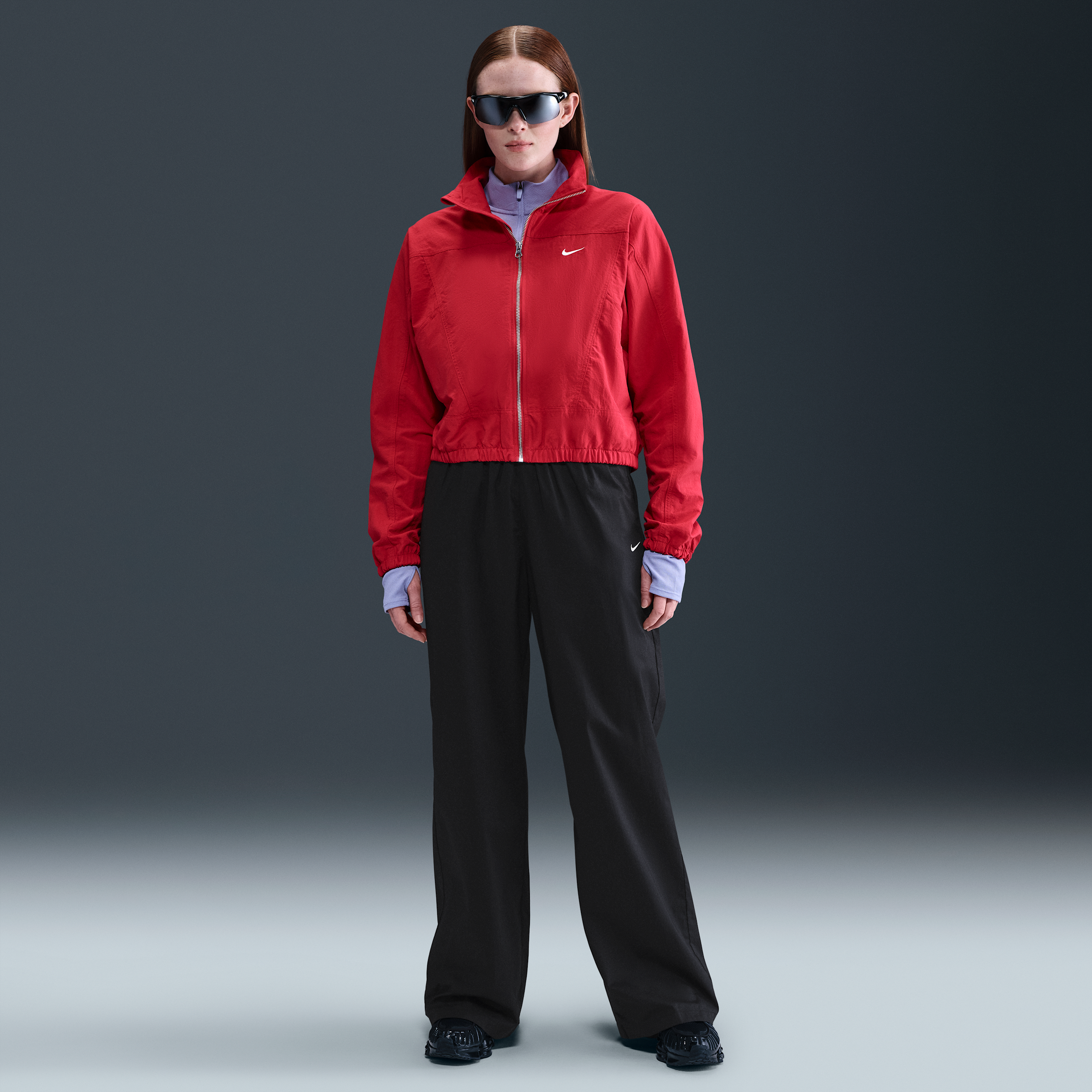 Nike Sportswear Chill Poplin damesbroek met hoge taille en ruime open zomen - Zwart