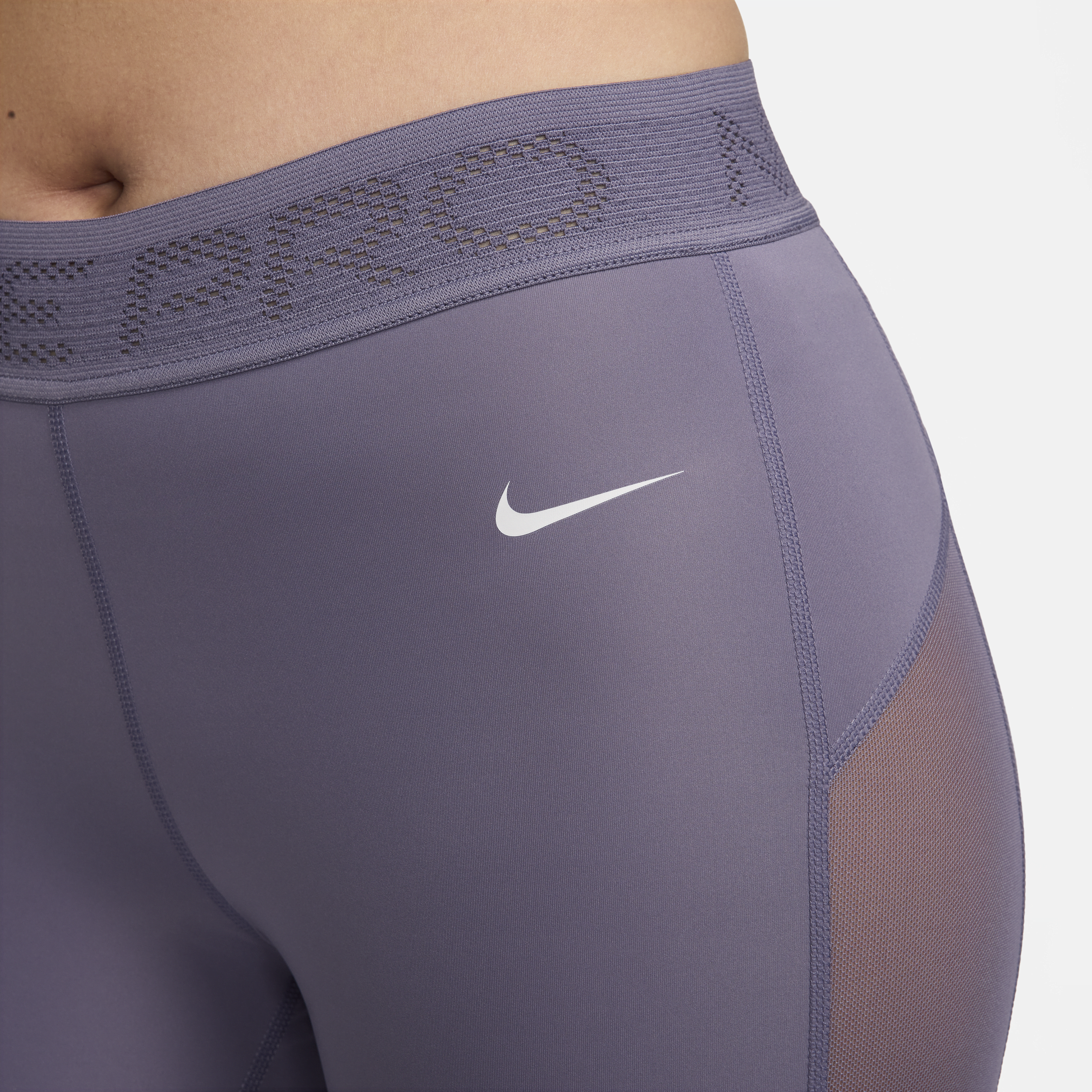 Nike Pro 7 8-legging met halfhoge taille en mesh vlakken voor dames Paars