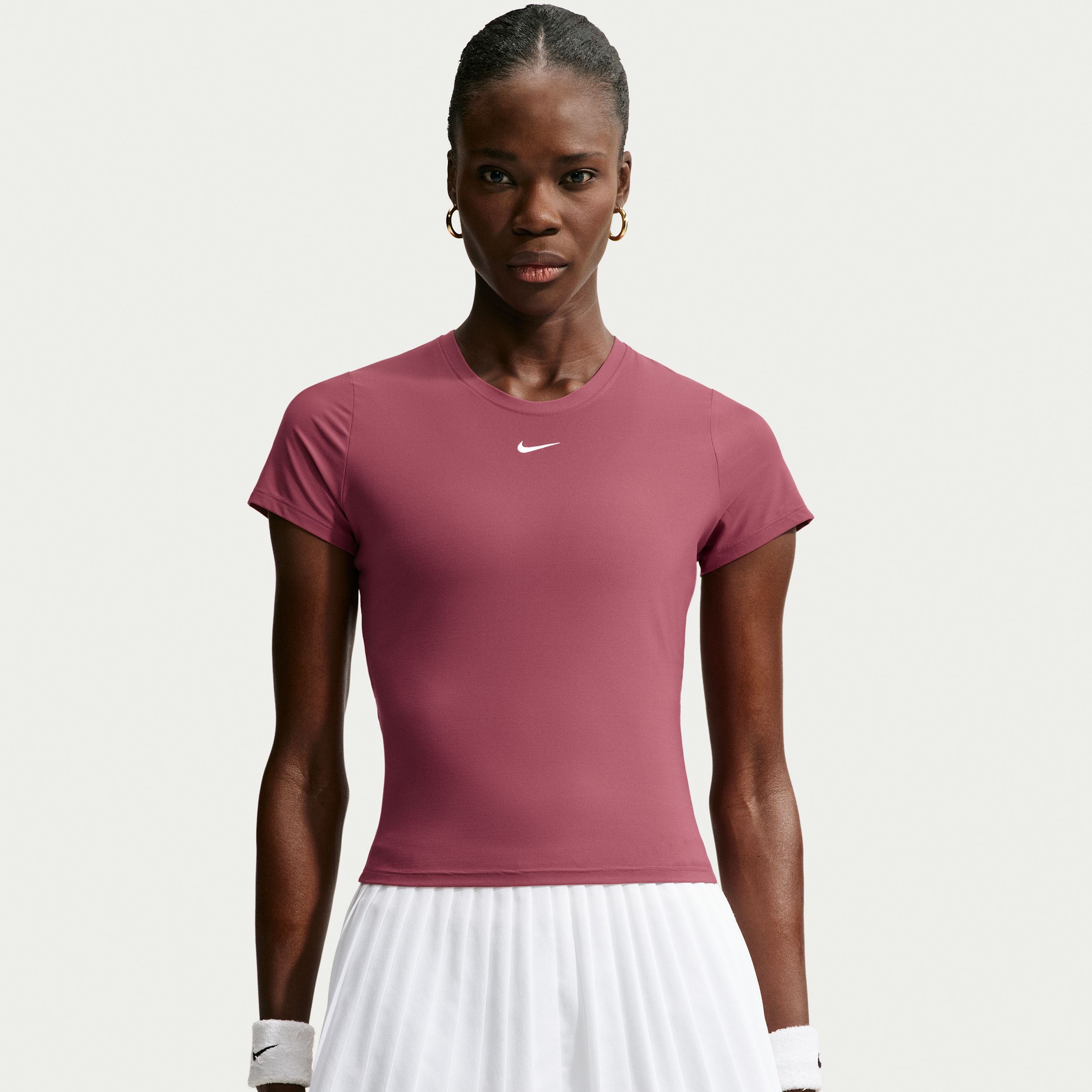 Kortærmet Nike Victory Dri-FIT-tennisoverdel til kvinder - rød