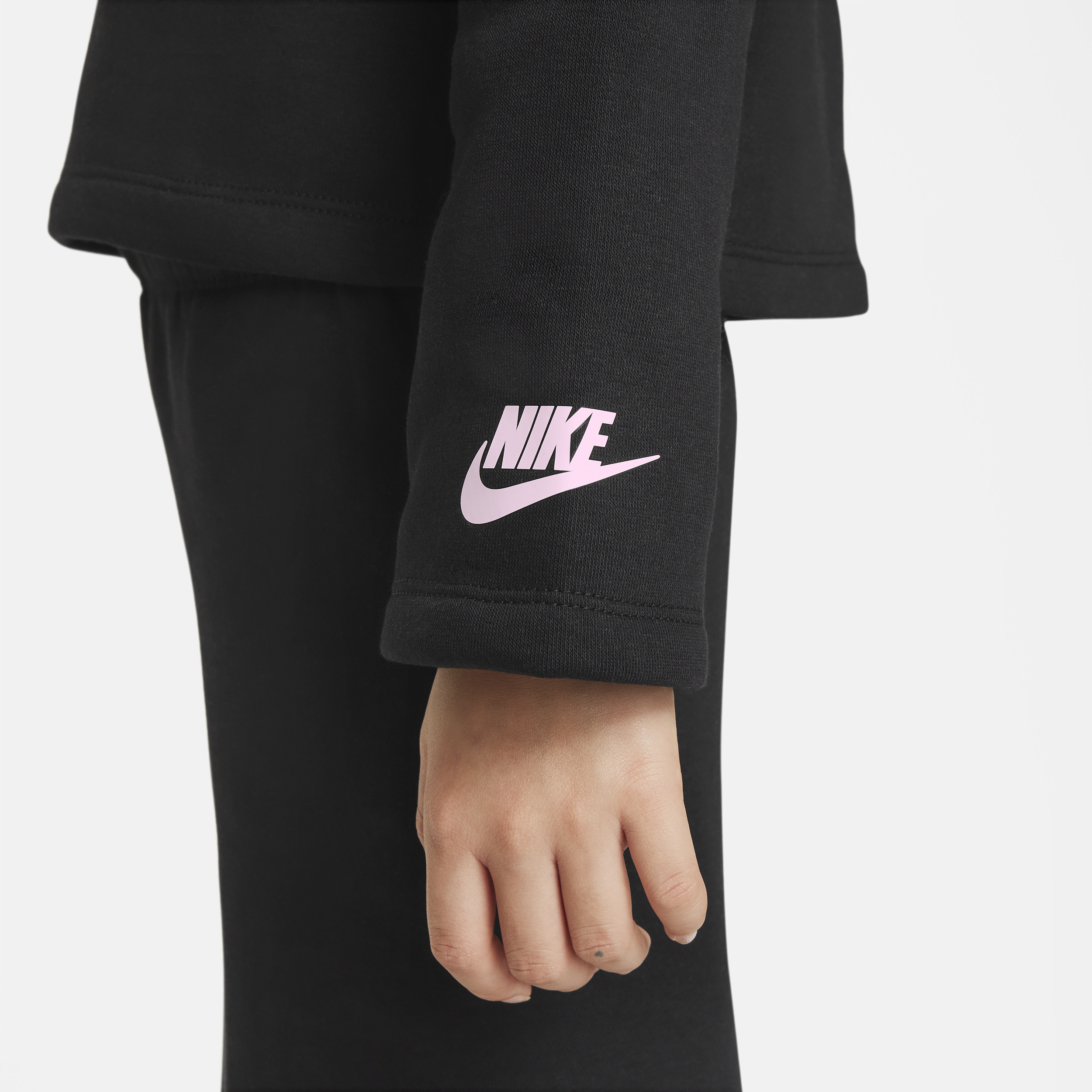 Nike Floral Fleece hoodie met graphic voor kleuters Zwart