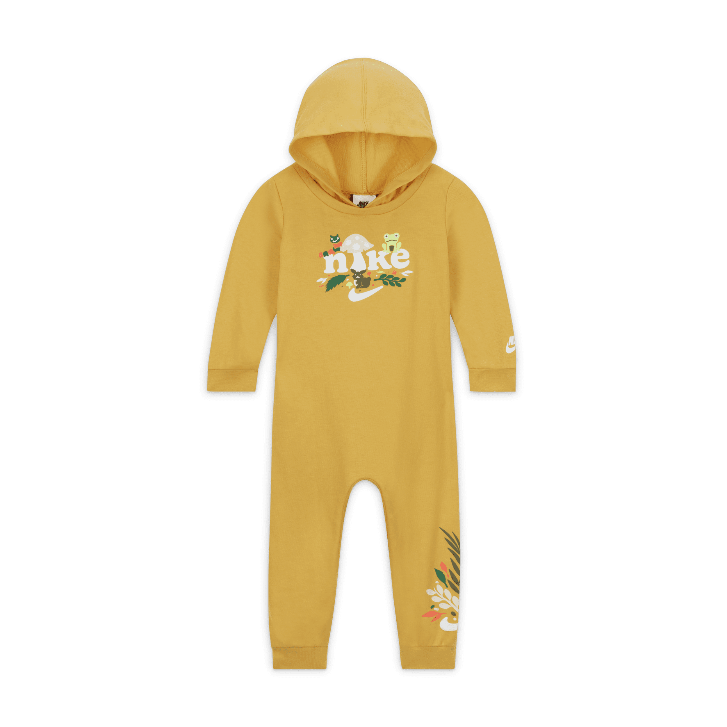 Nike Forest Foragers Coverall zonder voetjes met capuchon voor baby’s (12-24 maanden) – Geel