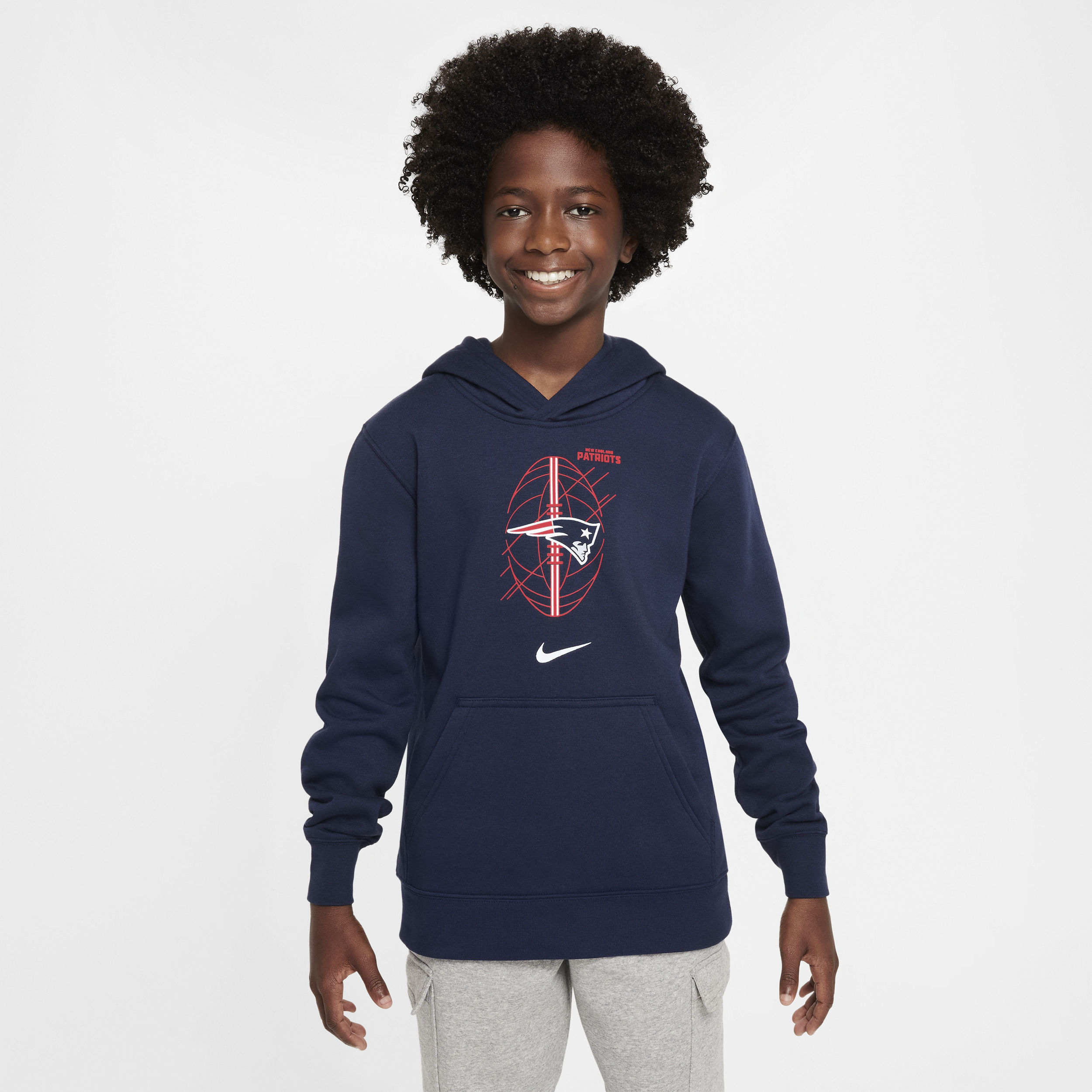Sweat à capuche en Fleece Nike NFL New England Patriots Club Icon Edition pour ado - Bleu