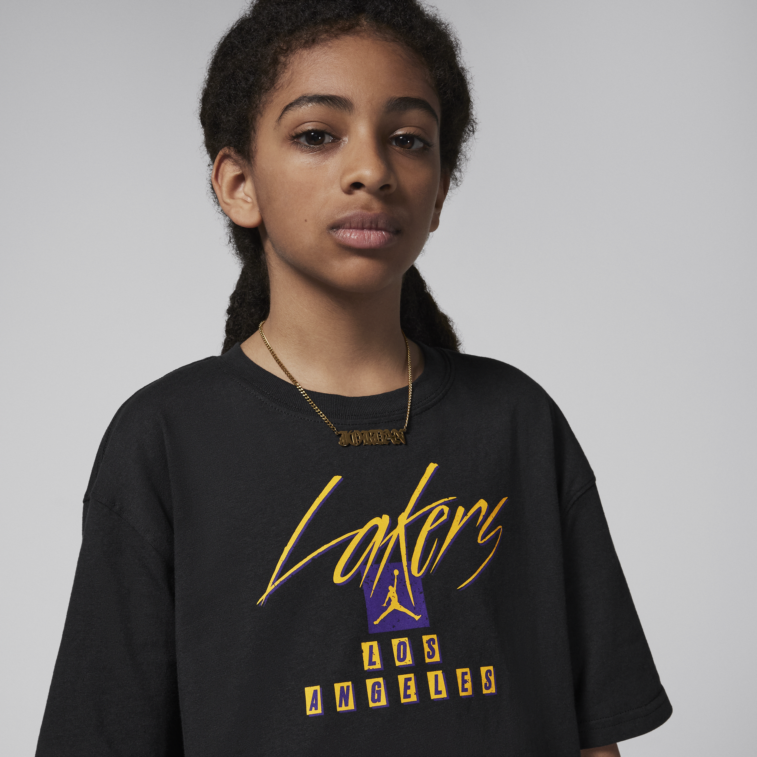 Jordan Los Angeles Lakers Courtside Statement Edition Max90 NBA-shirt voor jongens Zwart