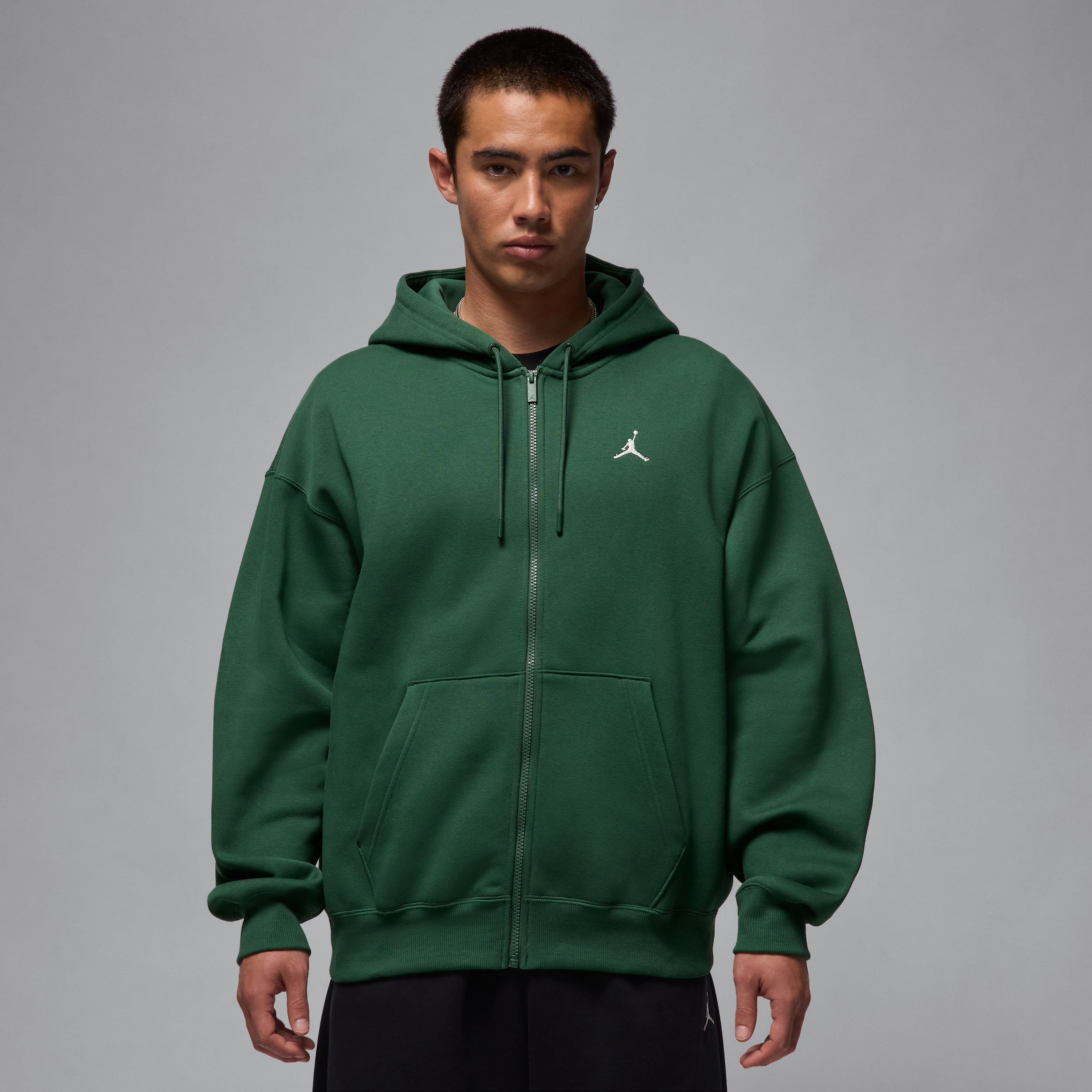 Sweat à capuche et zip oversize Jordan Brooklyn Fleece pour homme - Vert