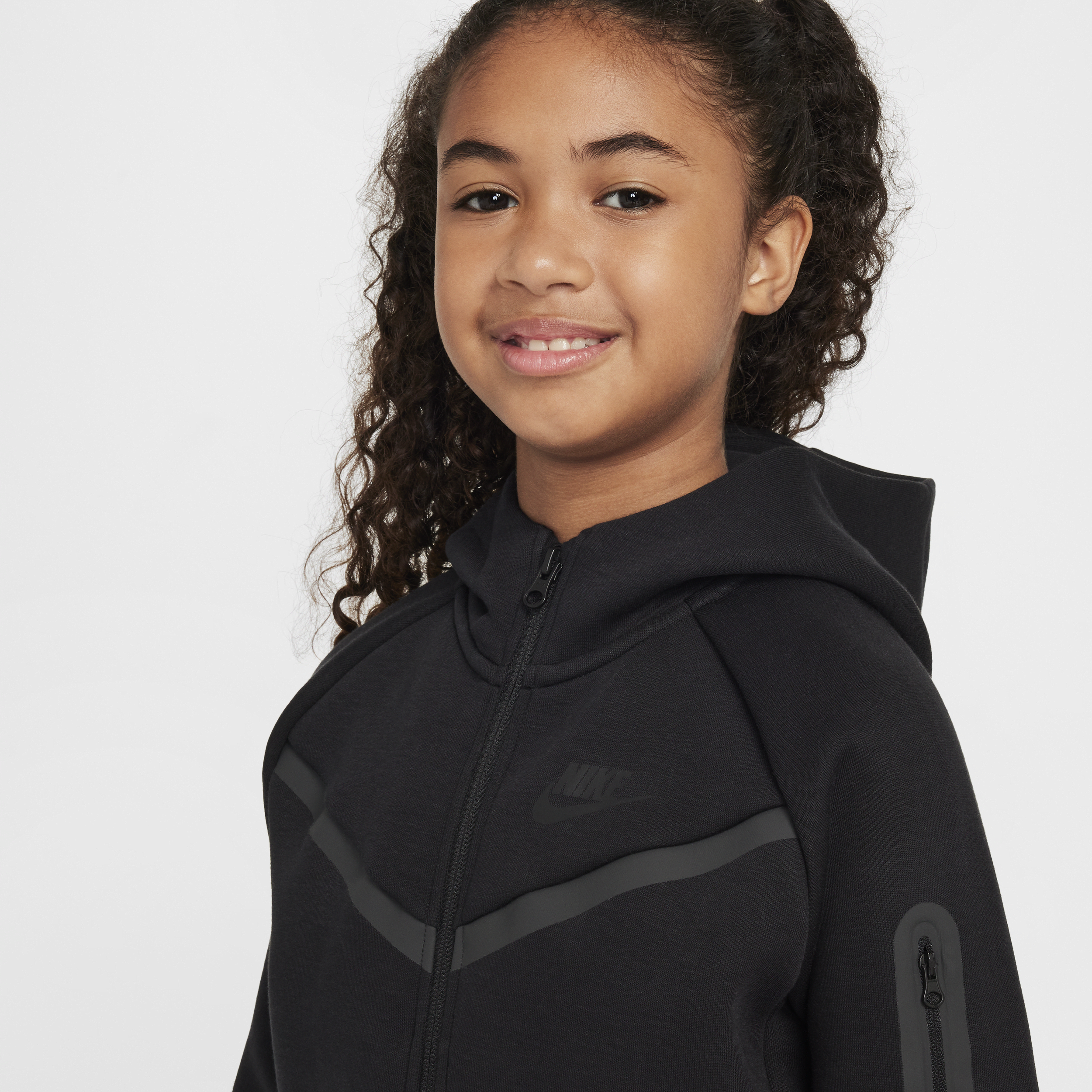 Sweat à capuche et zip Nike Sportswear Tech Fleece pour ado (fille) - Noir