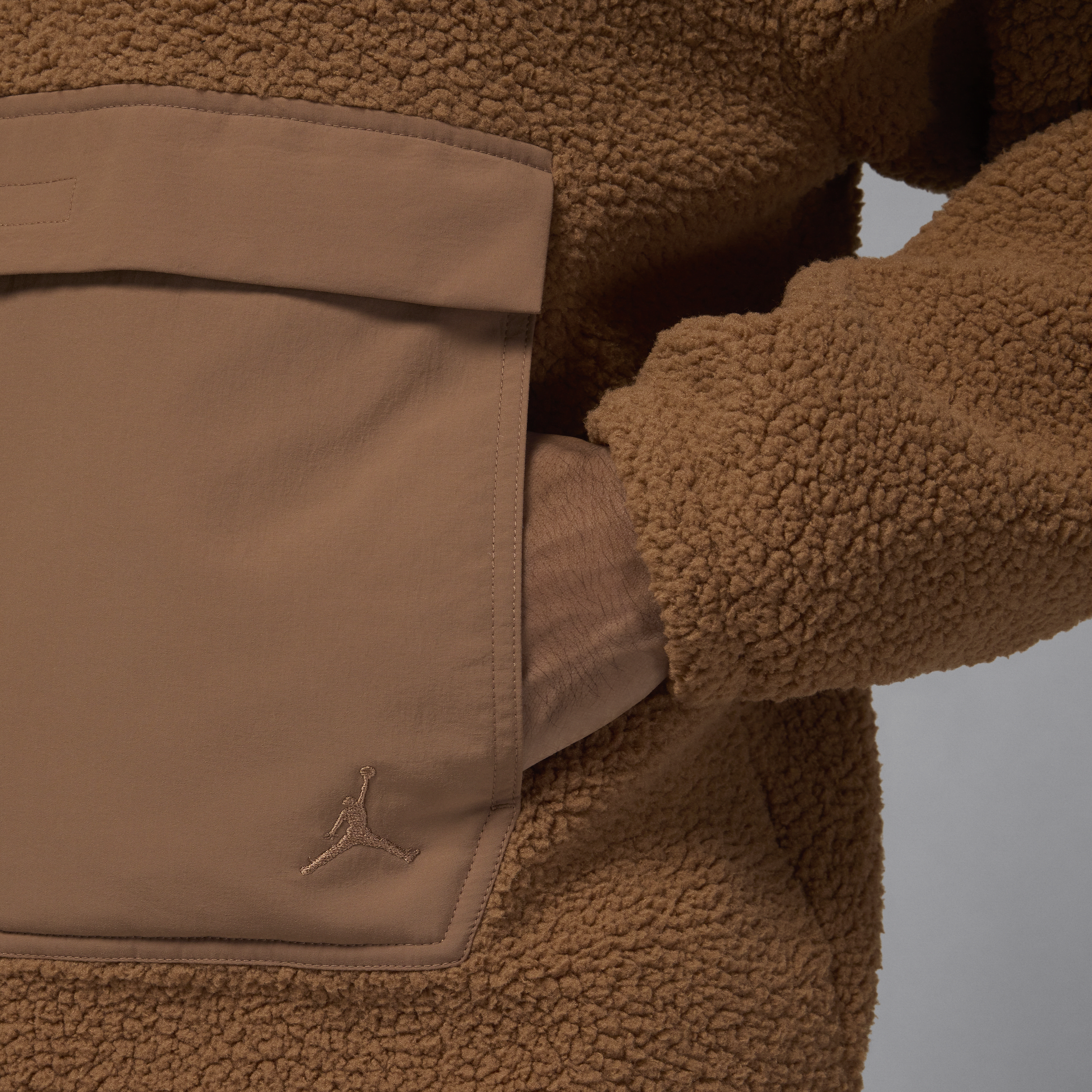 Sweat à capuche en Fleece à poils longs Jordan Flight pour homme - Marron