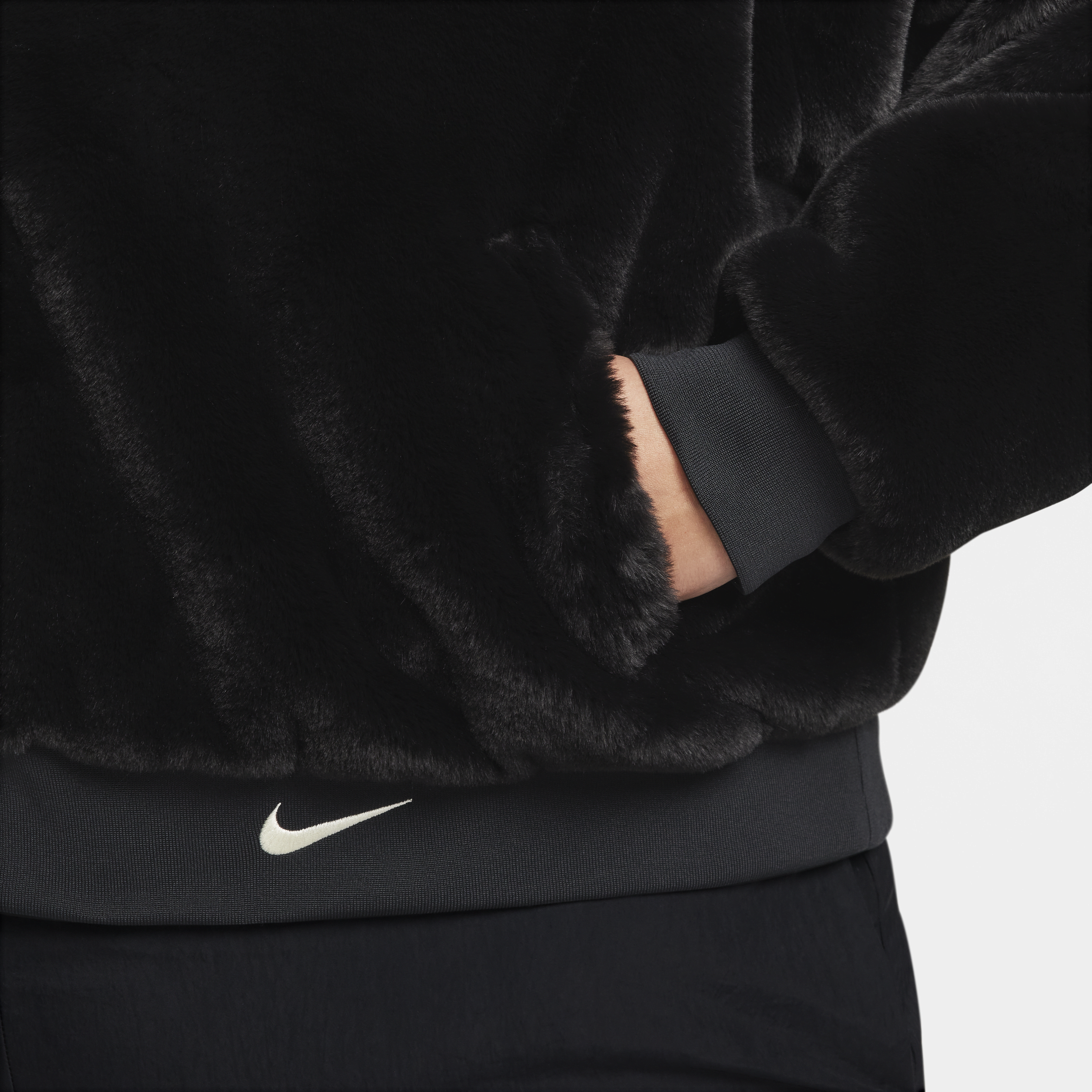 Nike Sportswear omkeerbaar bomberjack met imitatiebont voor dames (Plus Size) Zwart