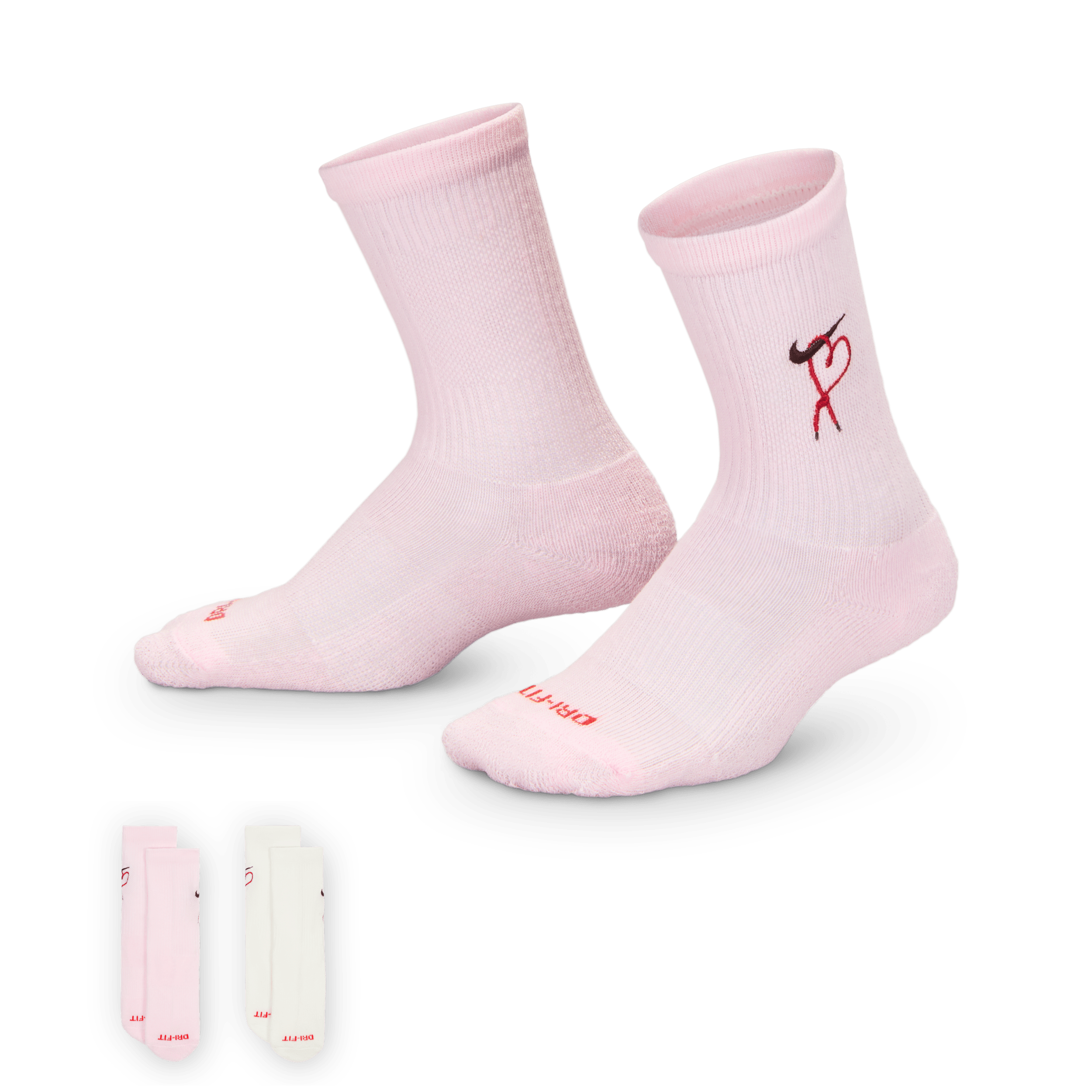 Chaussettes mi-mollet rembourrées Nike Dri-FIT V-Day pour enfant (2 paires) - Rose