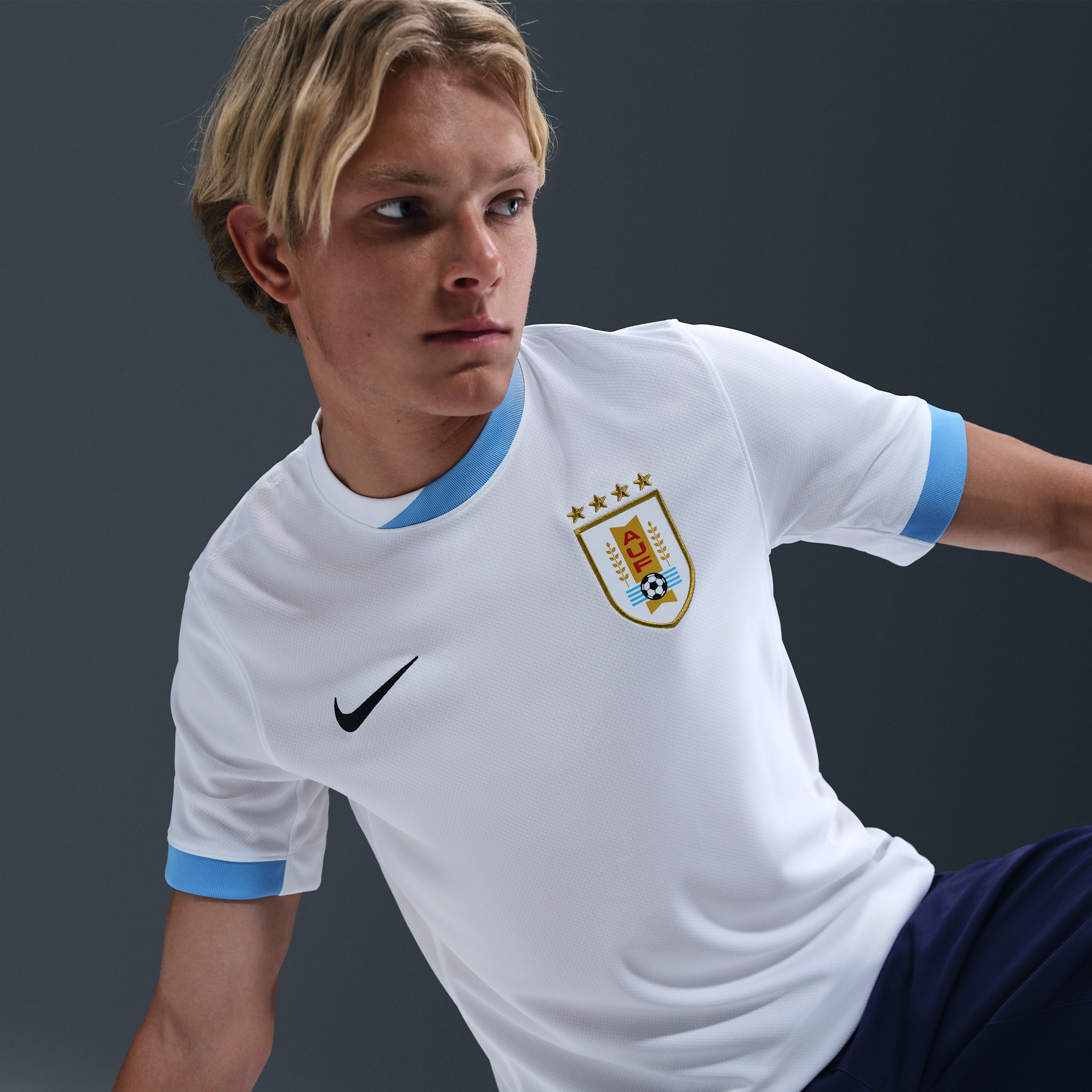 Nike Uruguay 2024 25 Stadium Uit (herenteam) Dri-FIT replica voetbalshirt voor heren Wit