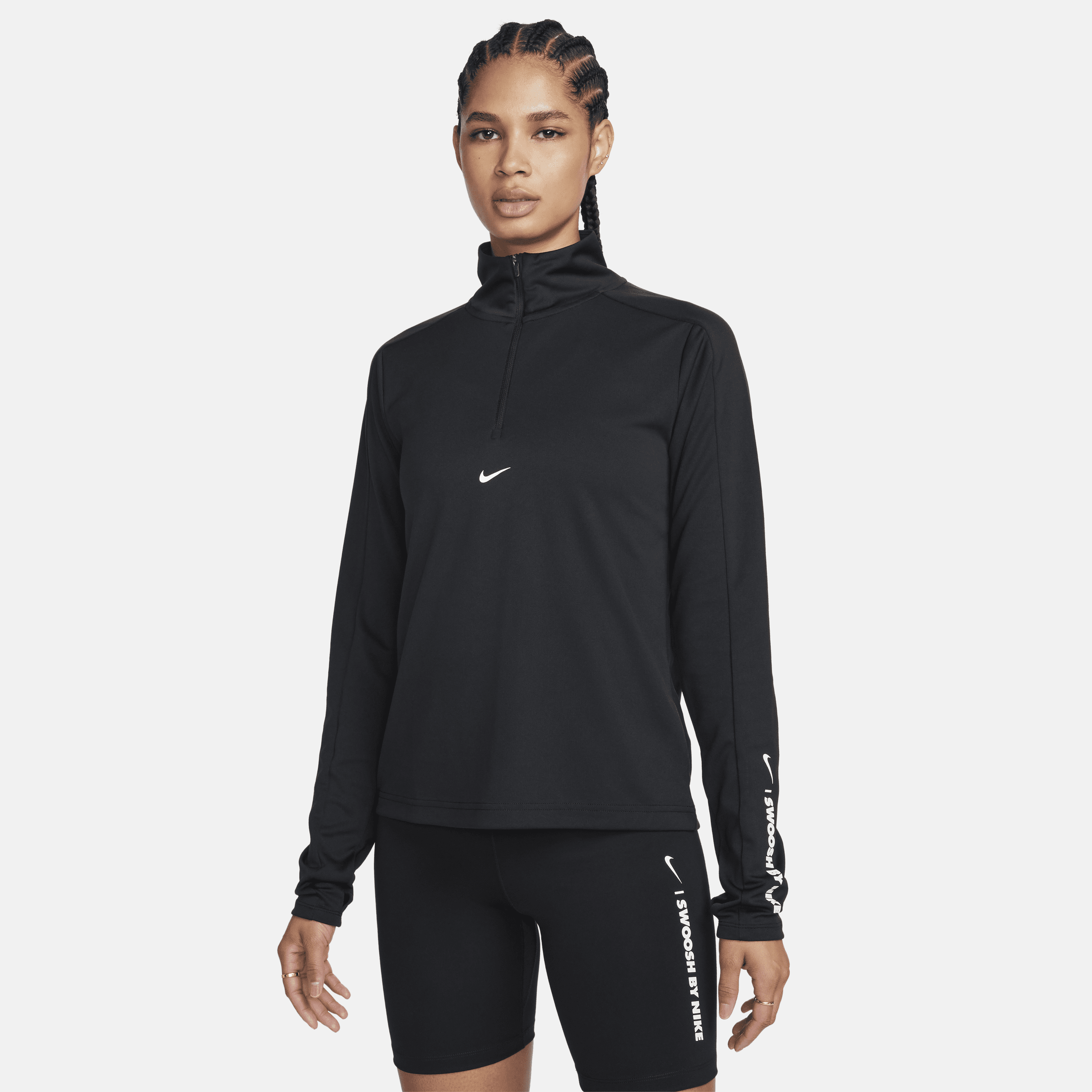 Nike Pacer Dri-FIT damestrui met korte rits Zwart