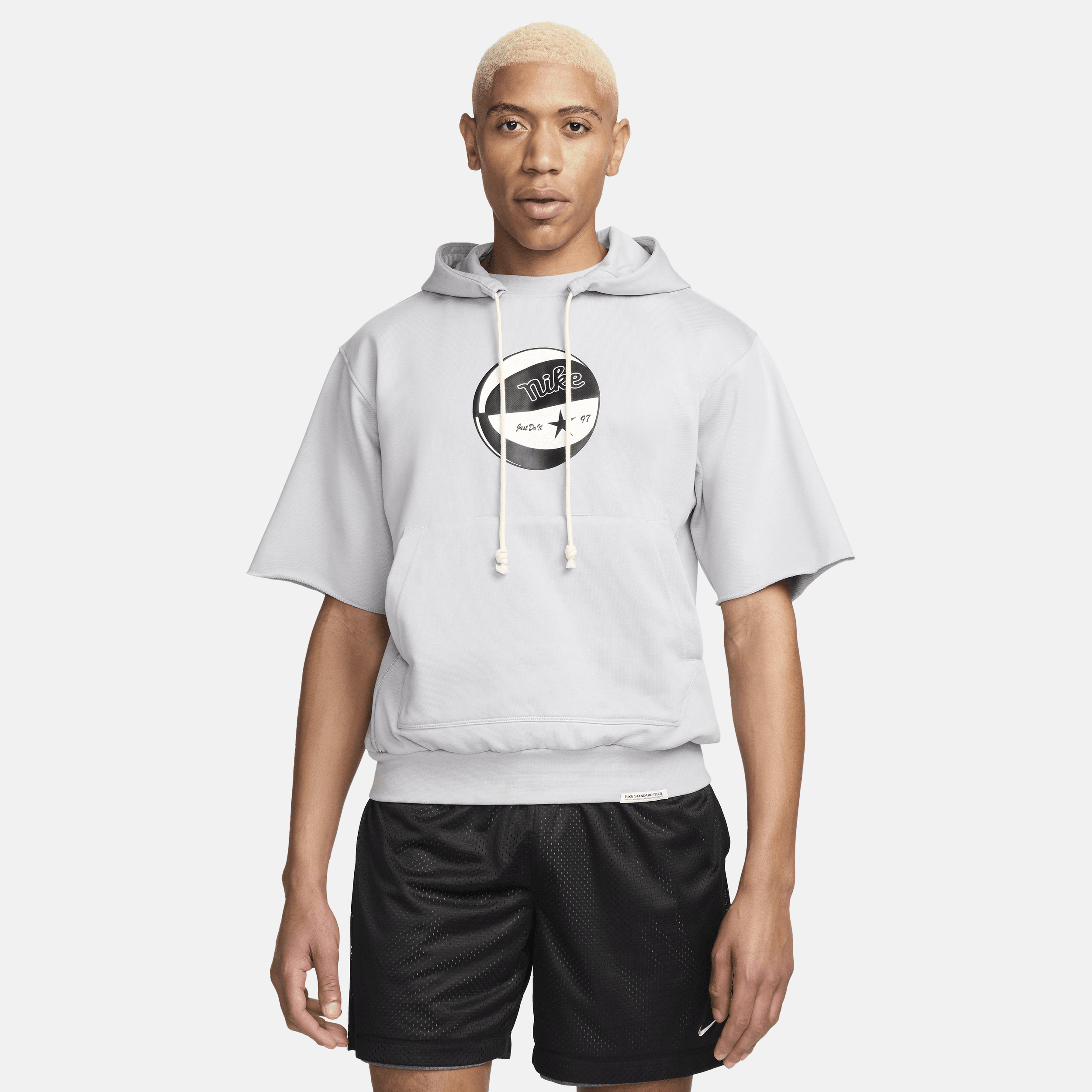 Nike Standard Issue Dri-FIT hoodie met korte mouwen voor heren Grijs