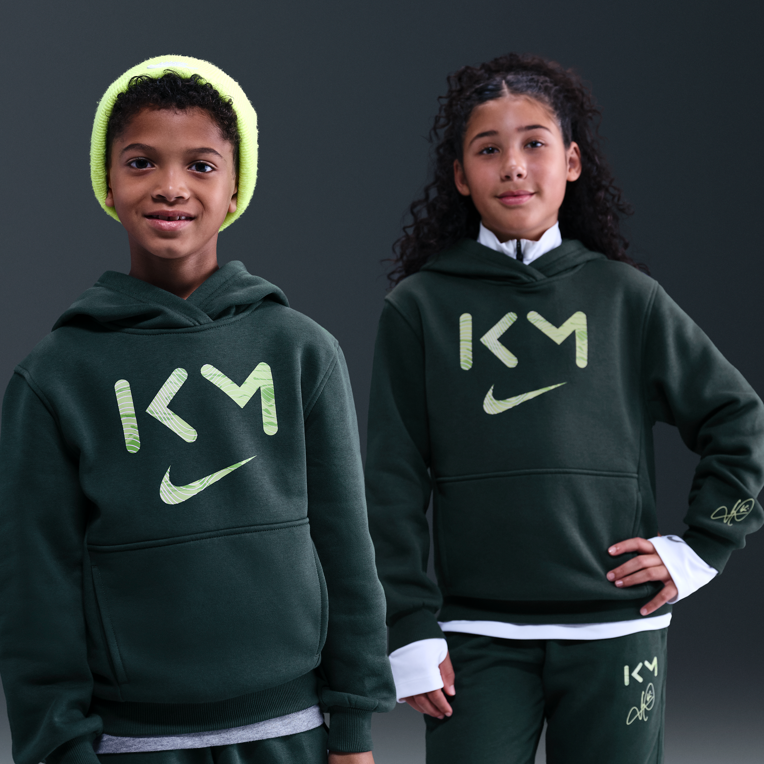 Kylian Mbappé Club Fleece Older Kids Nike Dri-FIT Football Hoodie - Green - Cotton/Polyester