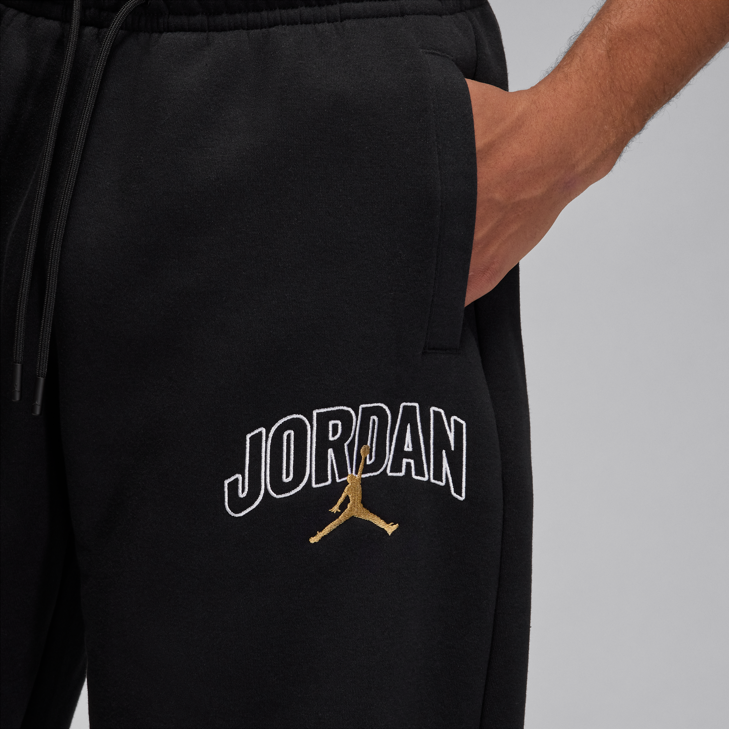 Thumbnail - Jordan Brooklyn Fleece Oversize-Hose mit offenem Saum (Herren) - Schwarz