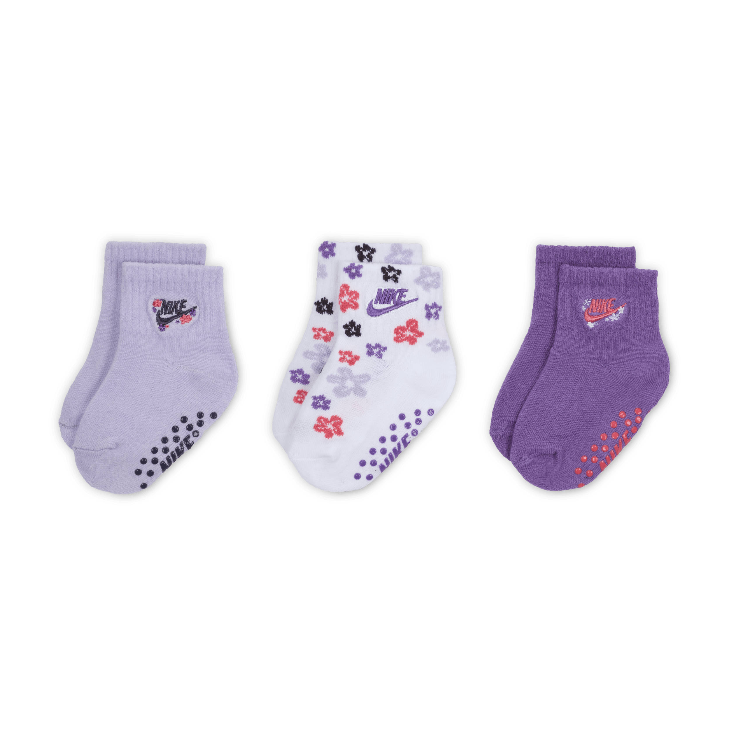 Calze con motivo gripper Nike Fresh Cut (3 paia) – Bebè (12-24 mesi) - Viola