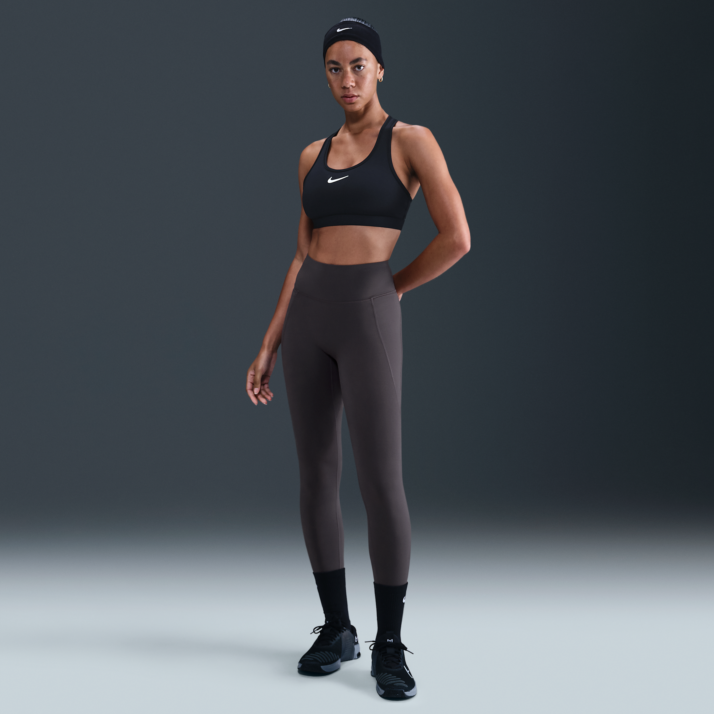 Nike Universa Womens High-Waisted Full-Length Leggings with No Front Seam - Grey - Polyester/Elastane