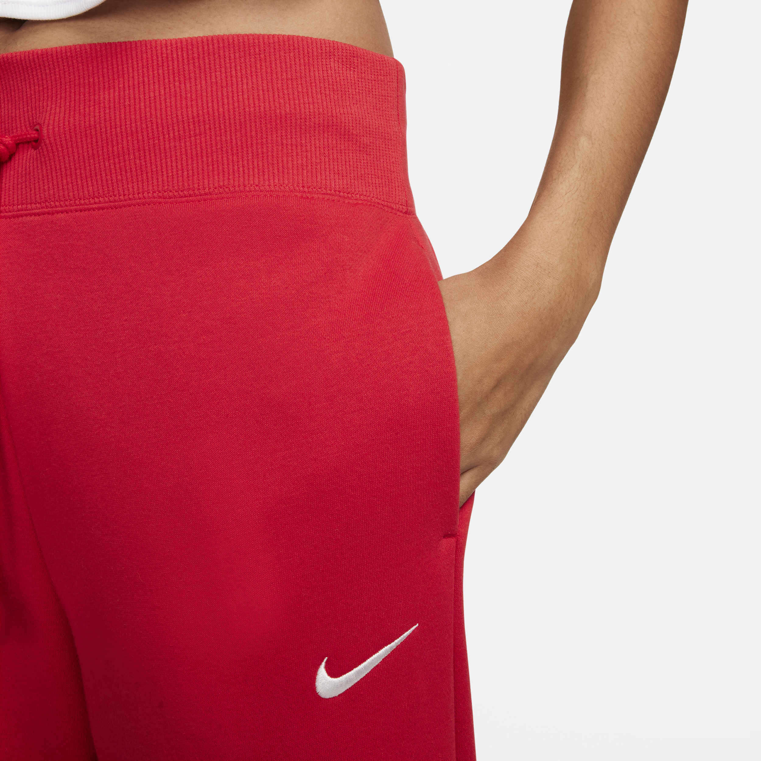Nike Sportswear Phoenix Fleece Joggingbroek met hoge taille en wijde pijpen voor dames Rood