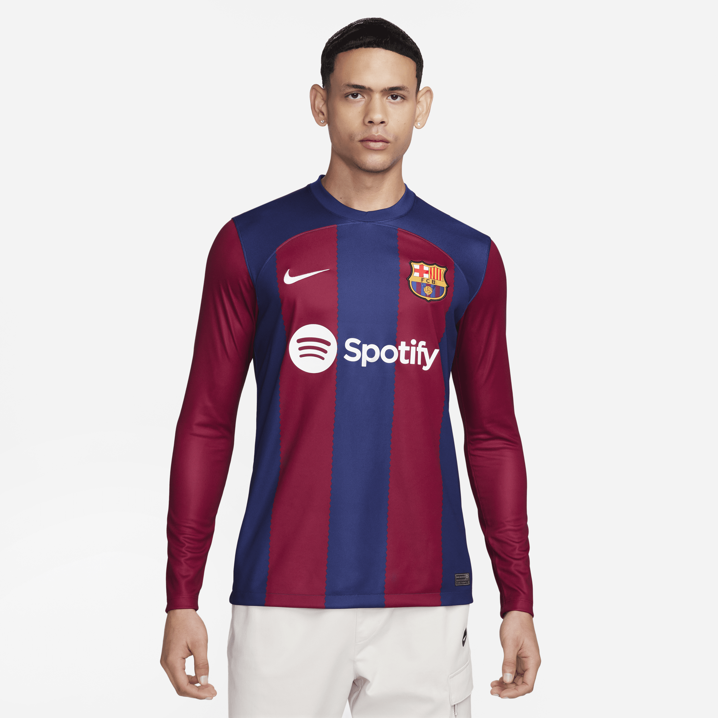 Nike FC Barcelona 2023 24 Stadium Thuis Dri-FIT voetbalshirt met lange mouwen voor heren Blauw