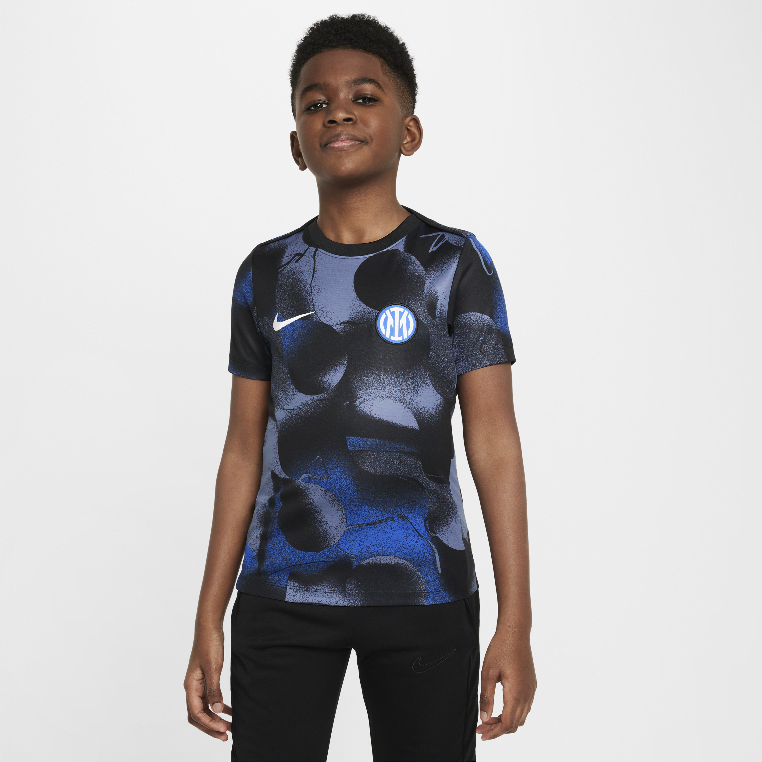 Inter Milan Academy Pro Older Kids’ Nike Dri-FIT Football Short-Sleeve Pre-Match Top – Black – Polyester