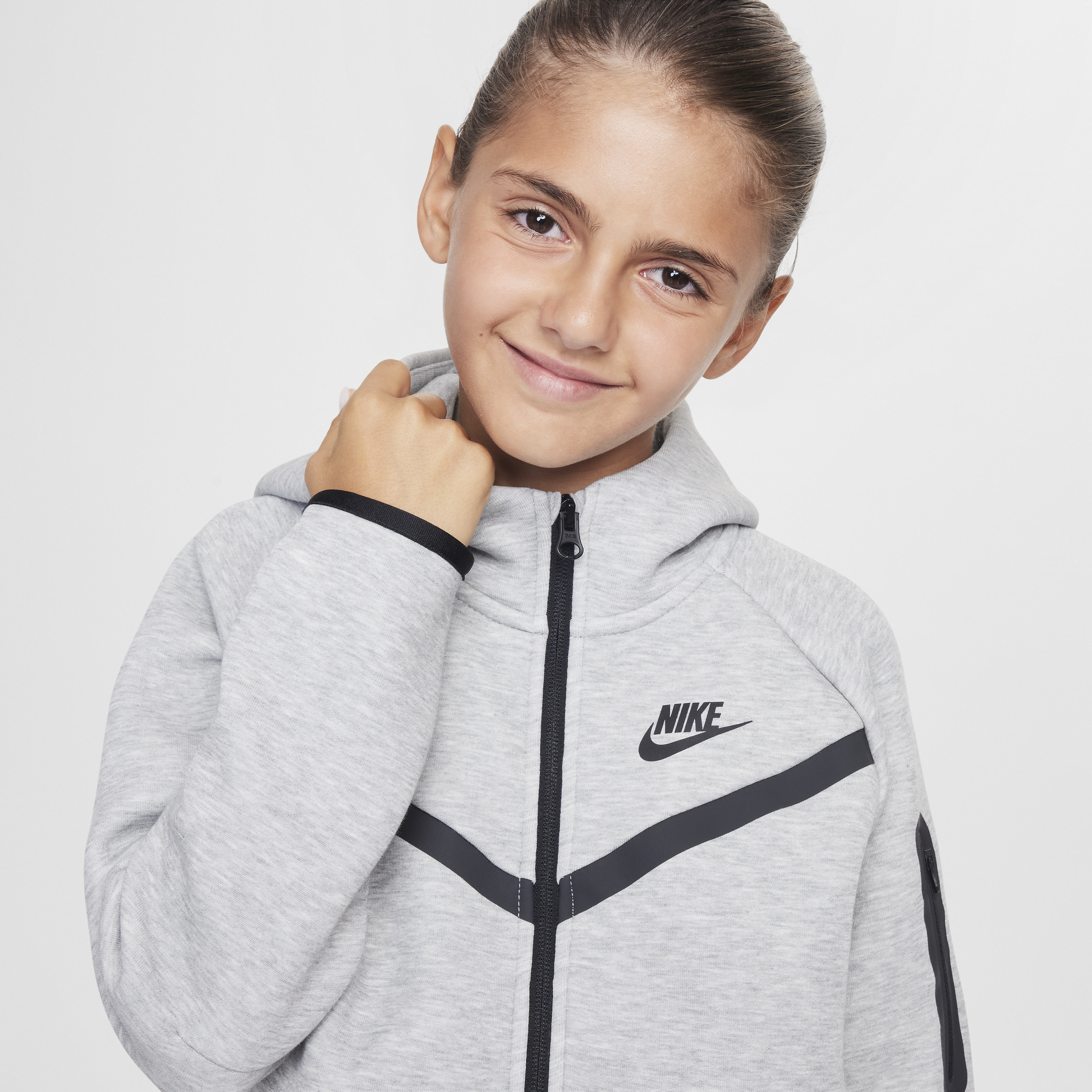 Sweat à capuche et zip Nike Sportswear Tech Fleece pour ado (fille) - Gris