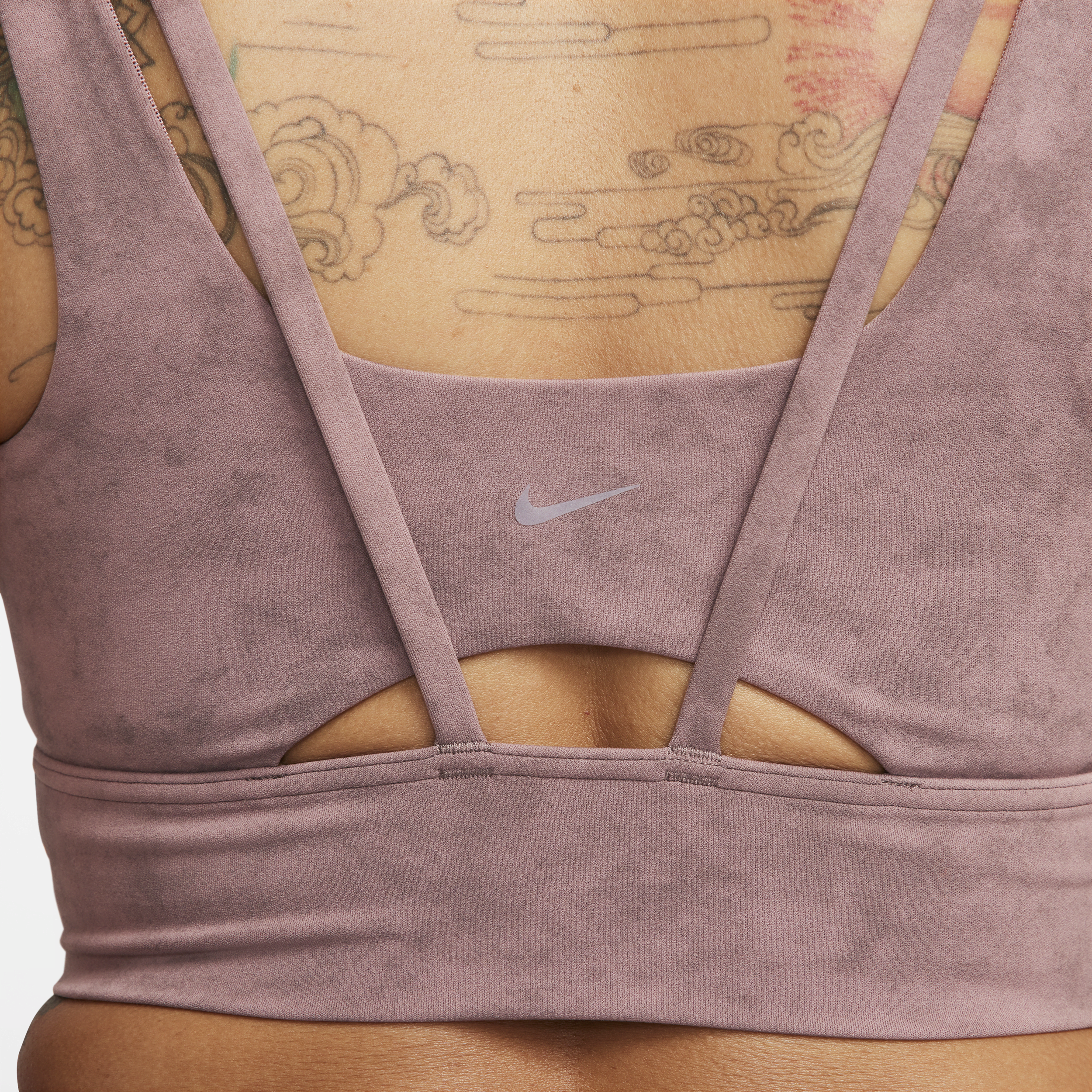 Nike Zenvy Tie-Dye lange sport-bh met vulling en medium ondersteuning Paars