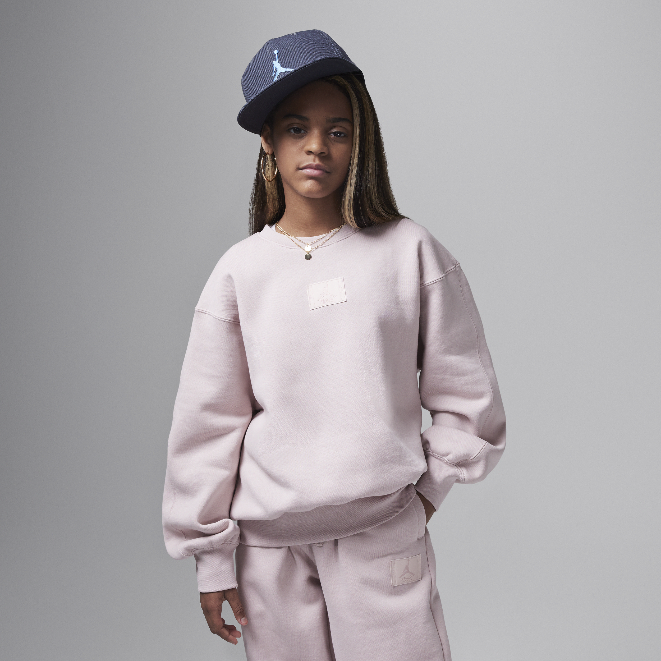 Jordan Flight Essentials oversized shirt met ronde hals voor kids - Roze