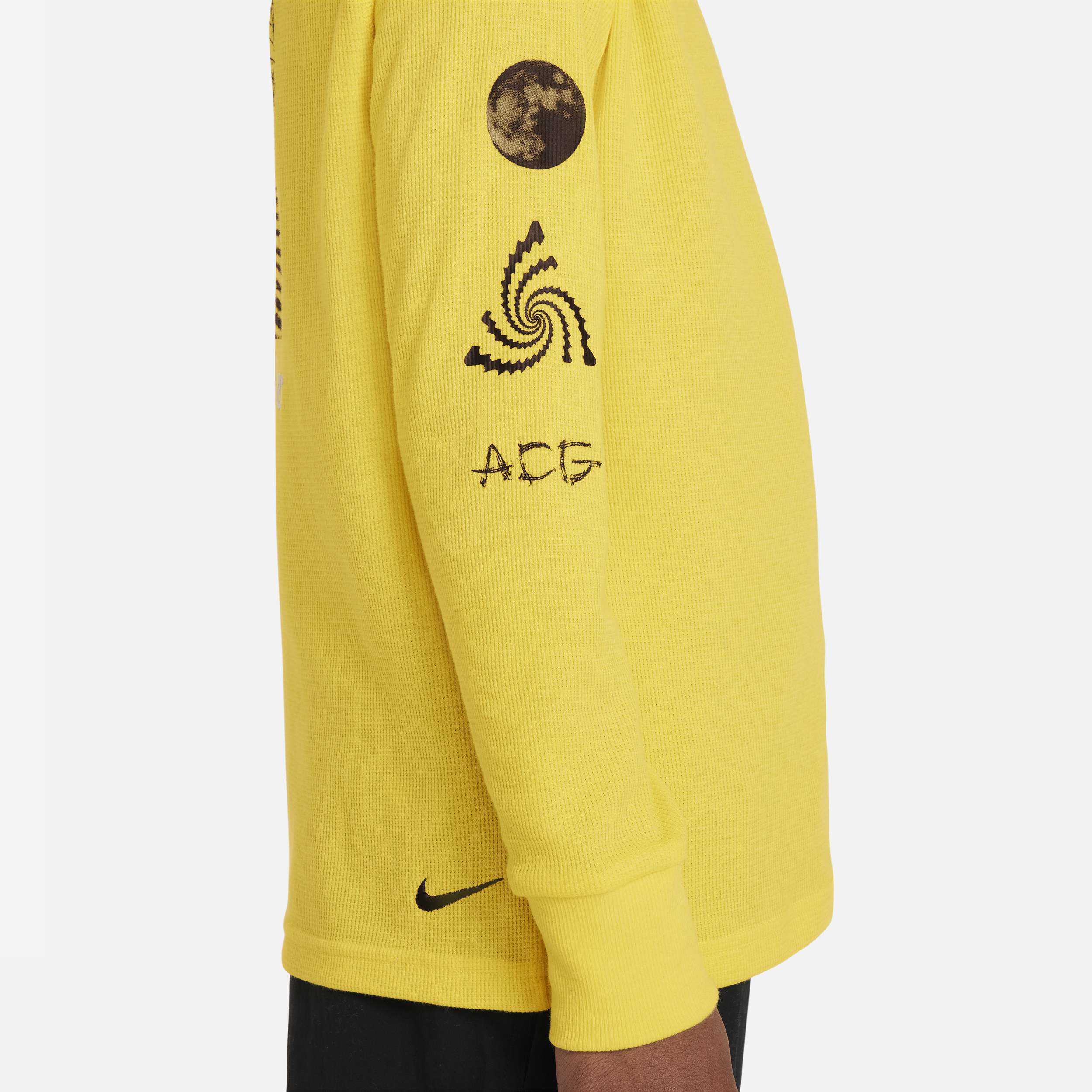 Nike ACG ruimvallende top van materiaal met wafelpatroon met lange mouwen voor kids Geel