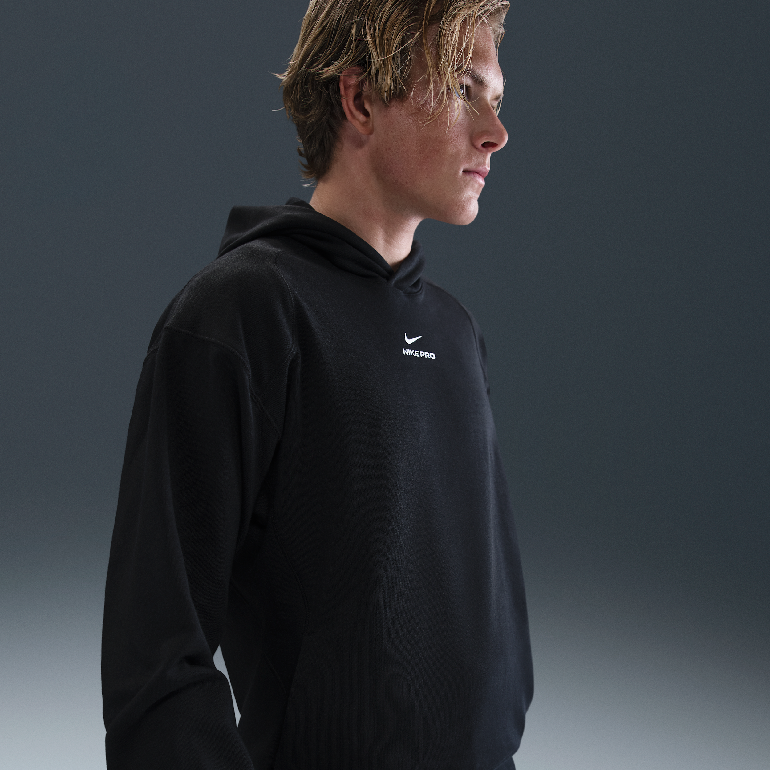Thumbnail - Nike Pro Mid-Layer Trainings-Hoodie mit Dri-FIT-Technologie (Herren) - Schwarz