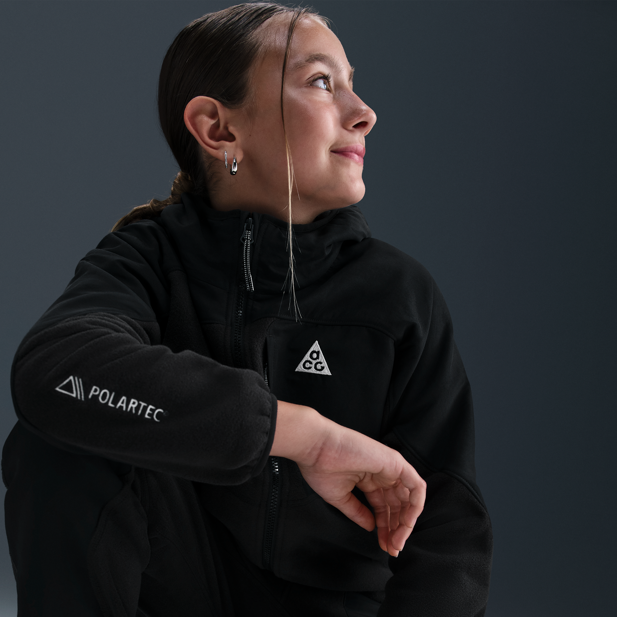 Thumbnail - Nike ACG "Wolf Tree" Polartec® Kapuzenjacke für ältere Kinder - Schwarz