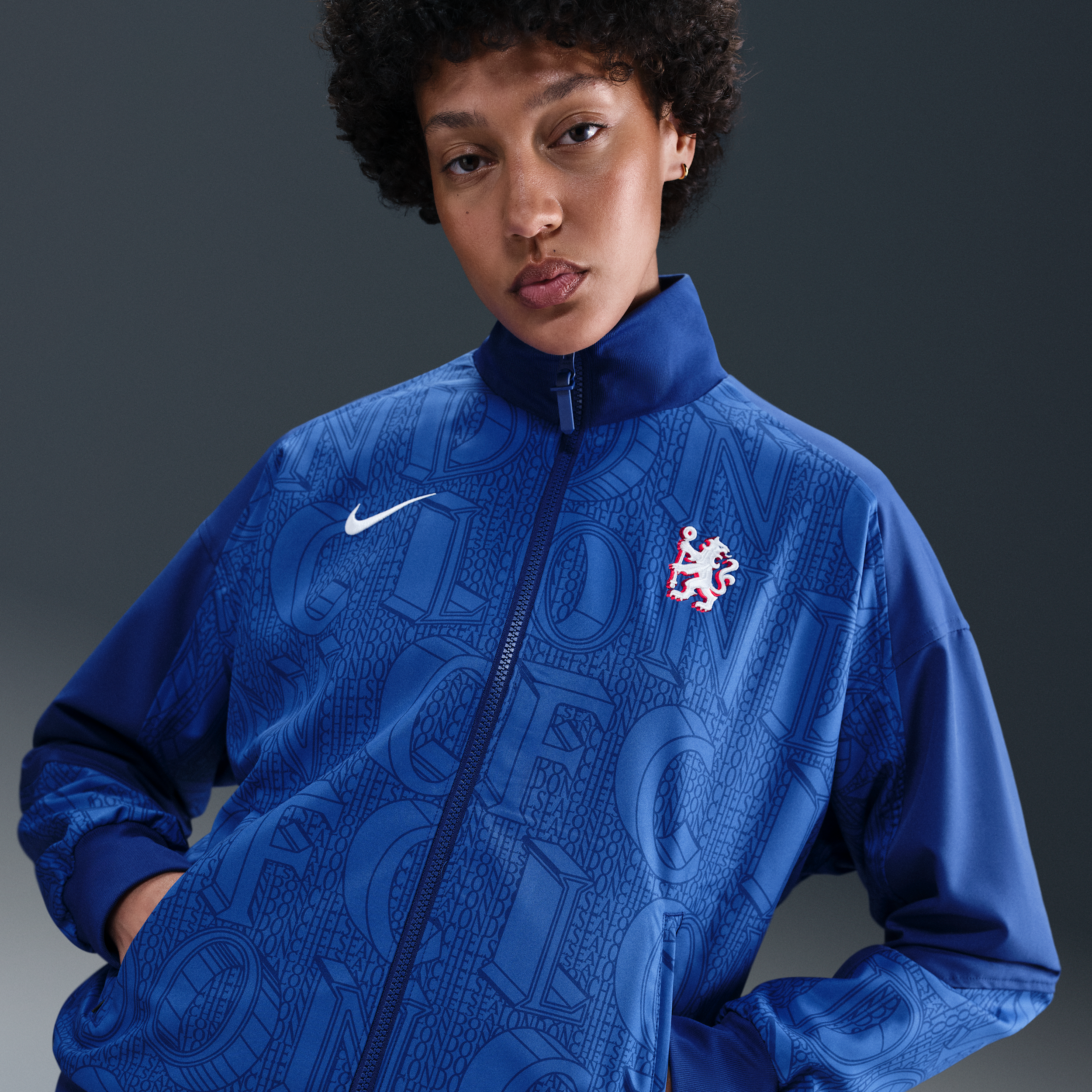 Nike Chelsea FC Strike  Dri-FIT Anthem voetbaljack voor dames - Blauw