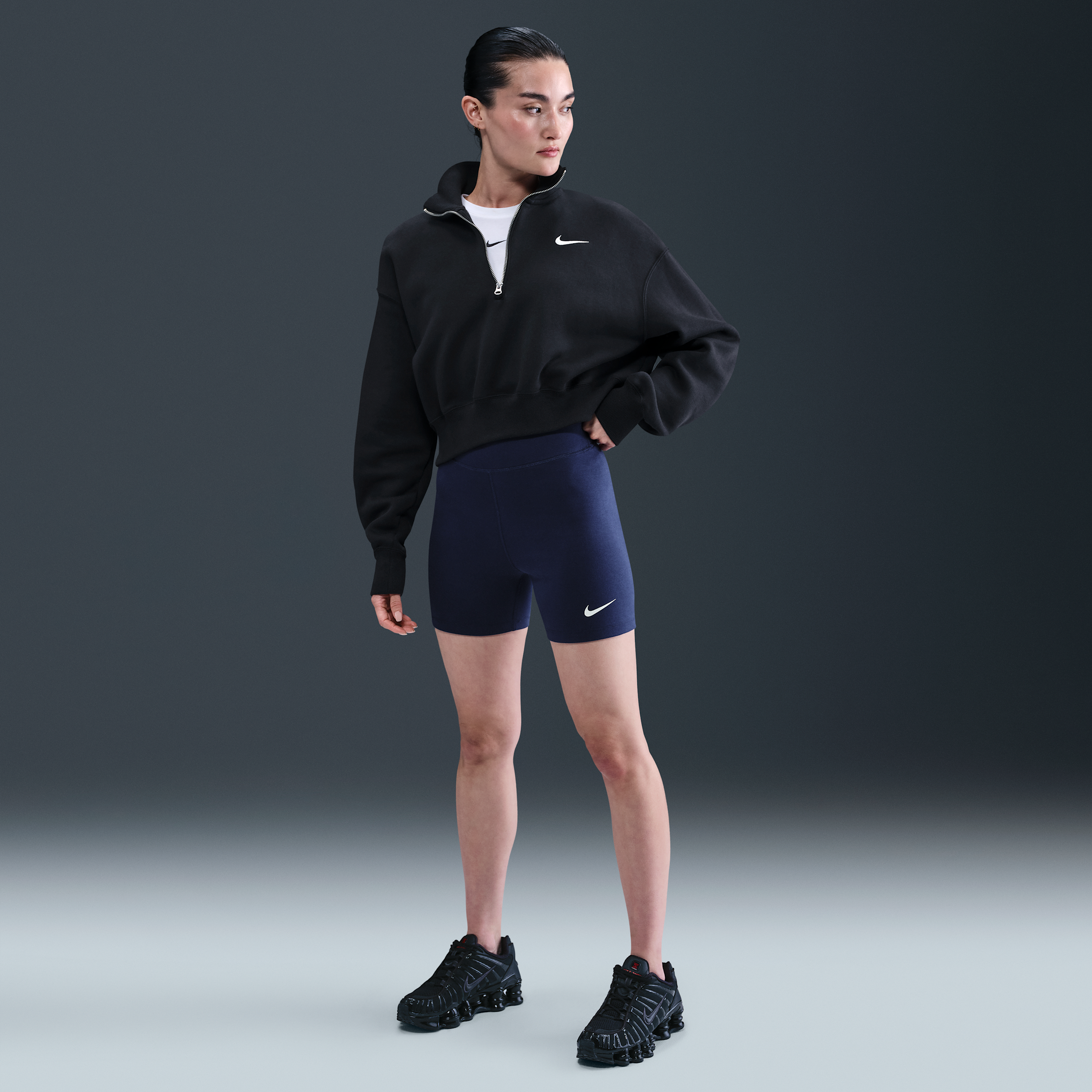 Thumbnail - Nike Sportswear Classic Bike-Shorts mit hohem Bund (ca. 12,5 cm) (Damen) - Blau