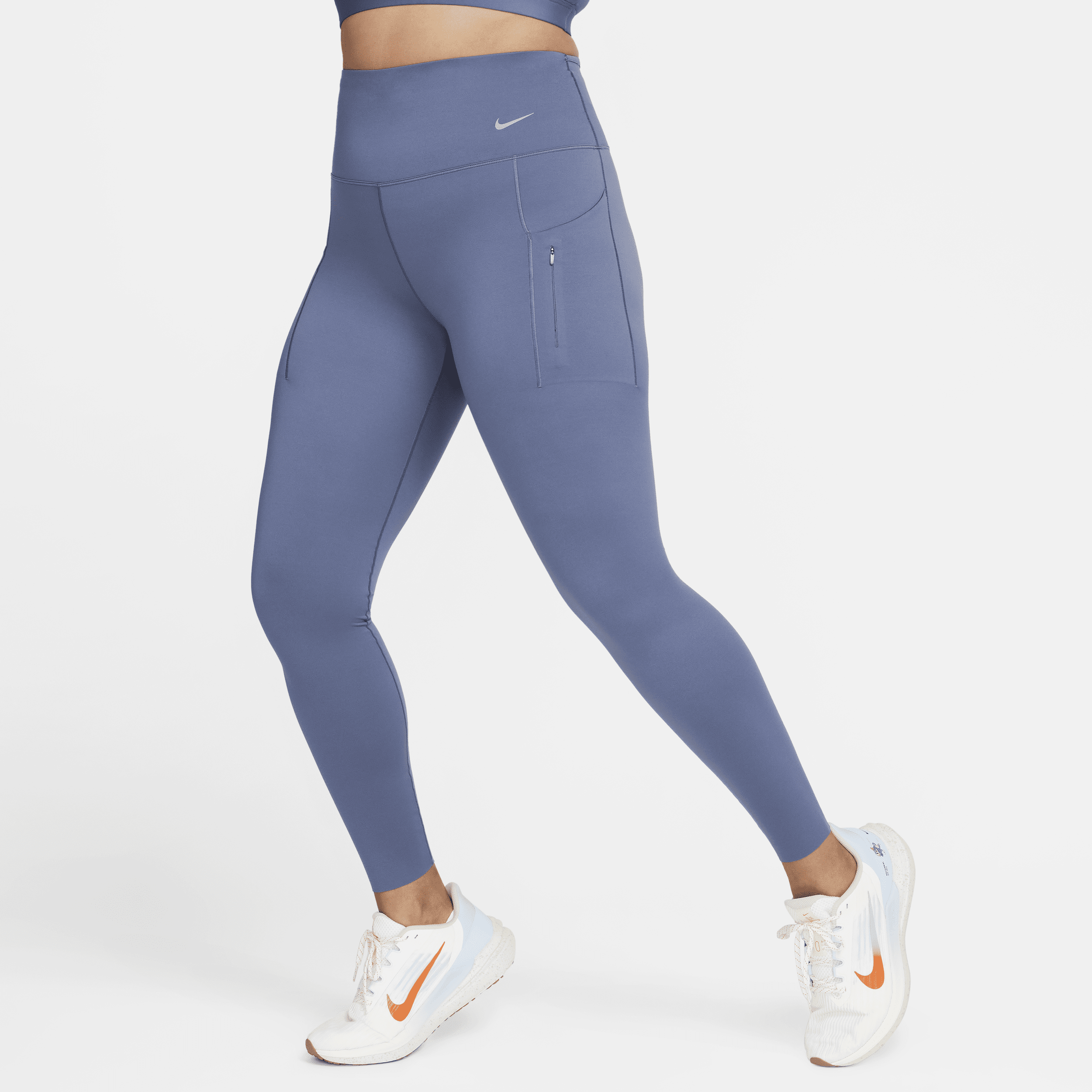 Nike Go Lange legging met hoge taille zakken en complete ondersteuning voor dames Blauw