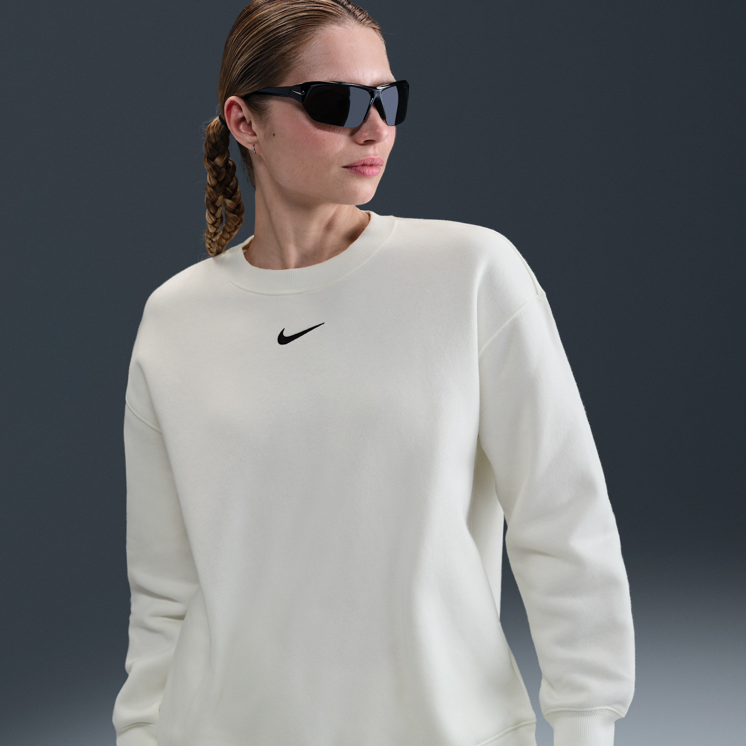 Thumbnail - Nike Phoenix Fleece Oversize-Damen-Sweatshirt mit Rundhalsausschnitt - Weiß