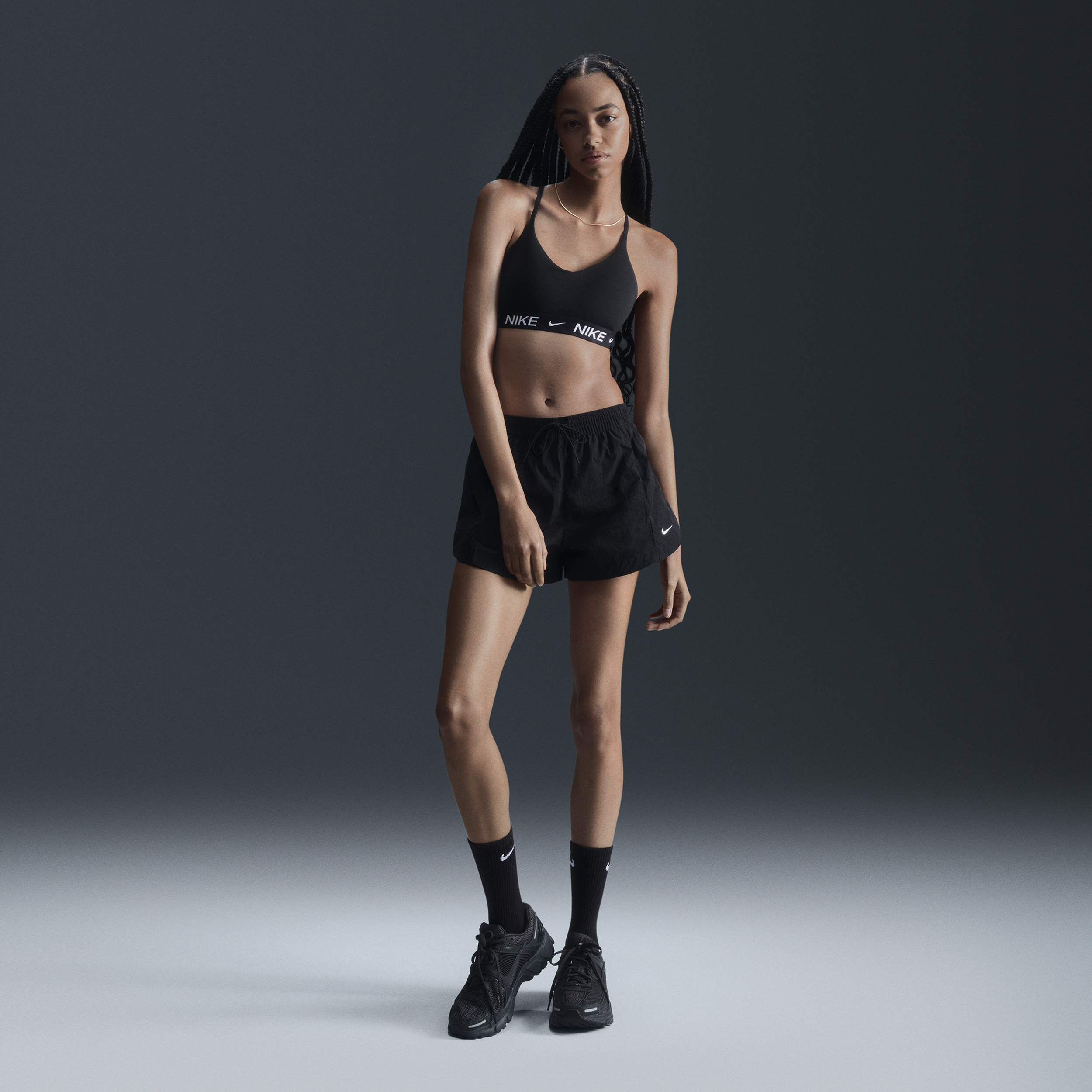 Thumbnail - Nike Windrunner-Webshorts mit mittelhohem Bund für Damen (5 cm) - Schwarz