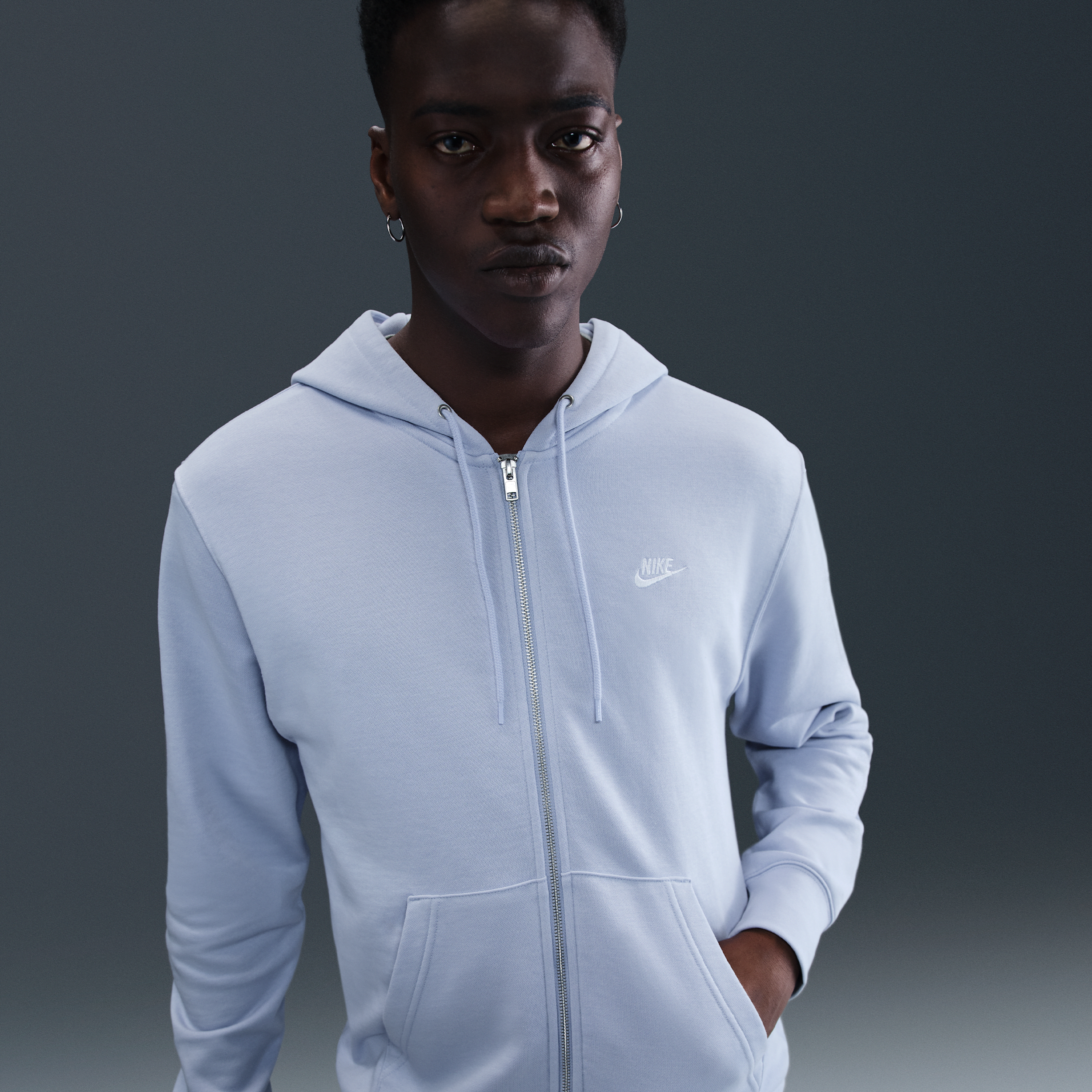 Thumbnail - Nike Club Kapuzenjacke aus French Terry (Herren) - Grau