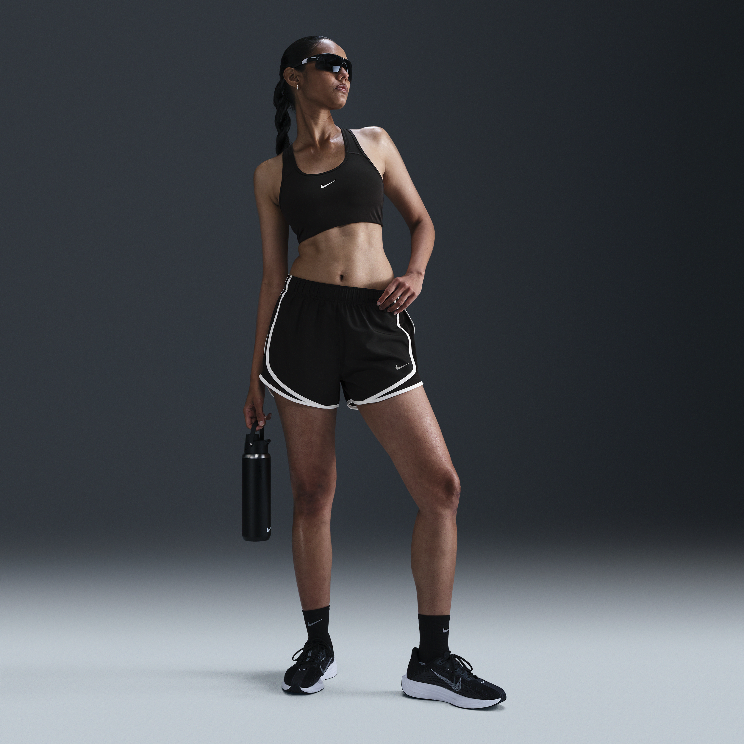 Nike Tempo Women's Dri-FIT Mid-Rise Brief-Lined Running Shorts - Black