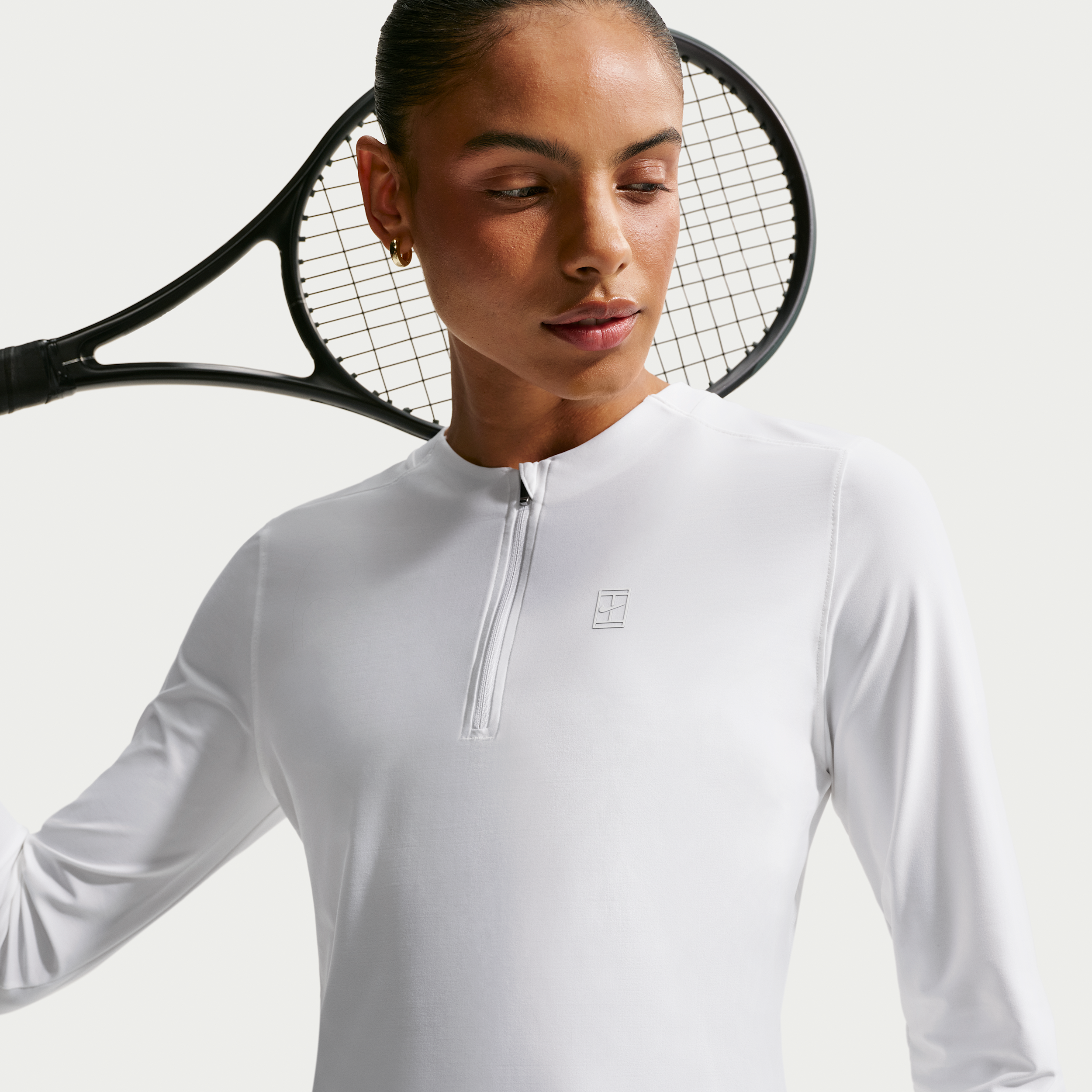 Thumbnail - NikeCourt Advantage Dri-FIT Mid-Layer-Tennisoberteil (Damen) - Weiß