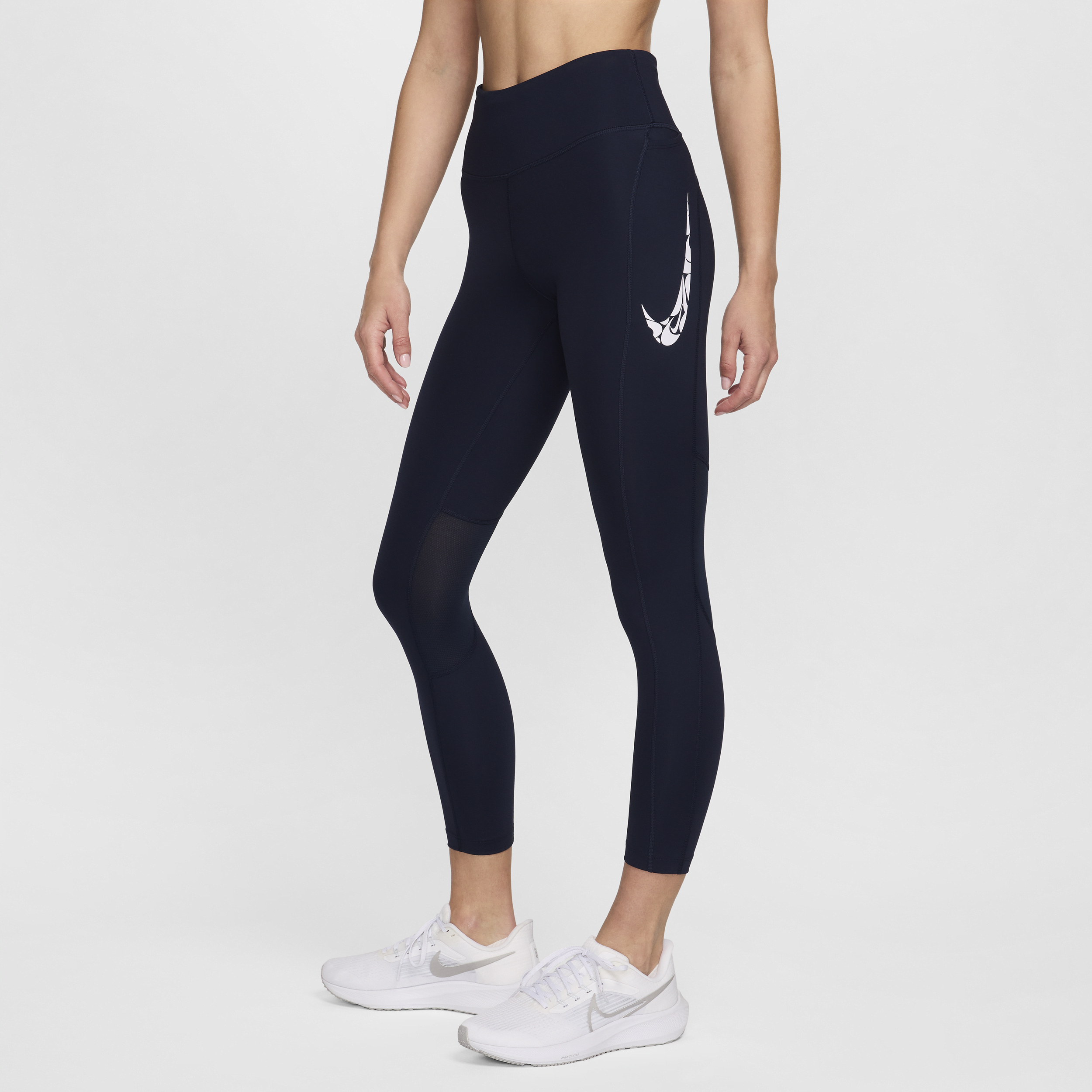 Nike Fast 7 8-hardlooplegging met halfhoge taille en zakken voor dames Blauw