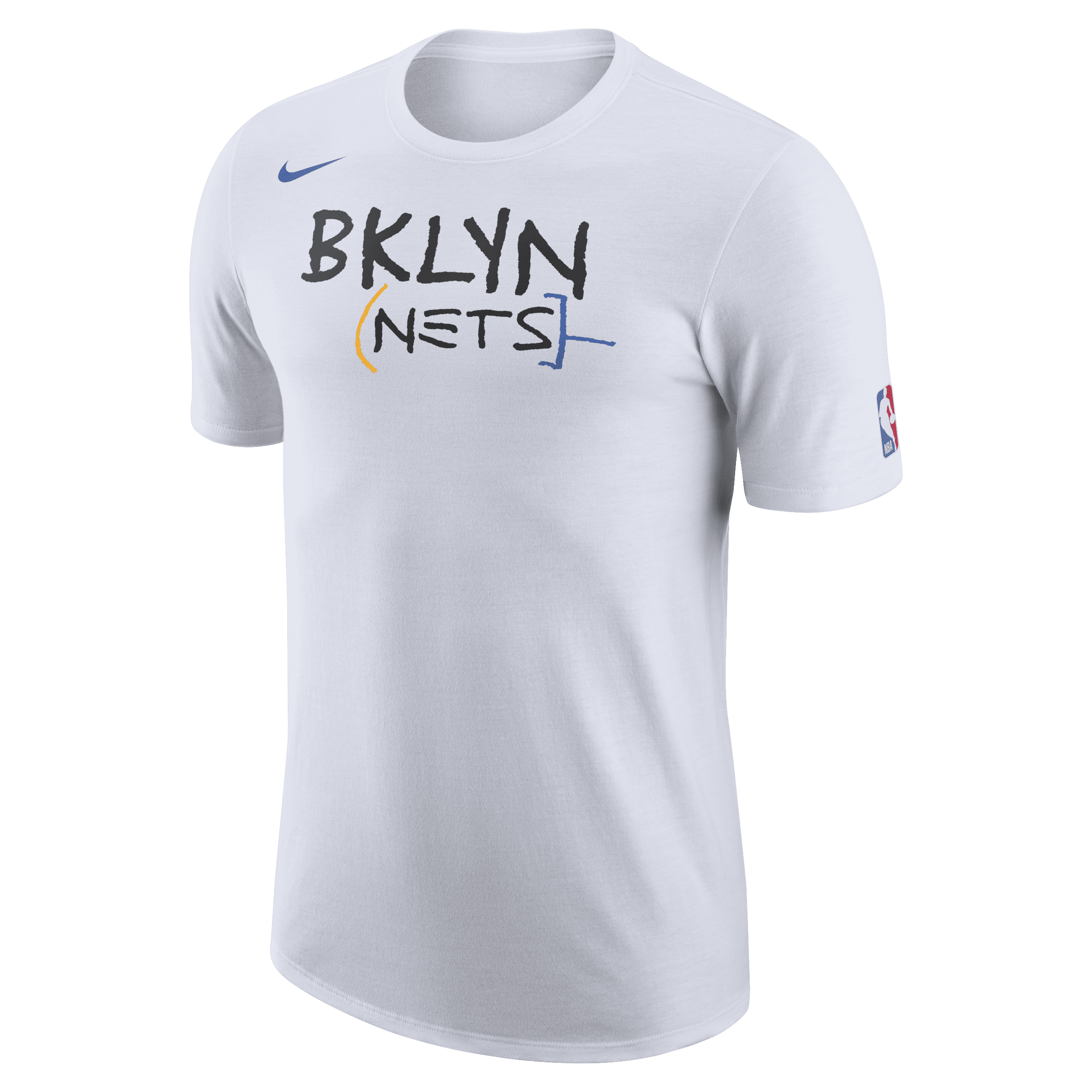 Męski T-shirt z logo Nike NBA Brooklyn Nets City Edition - Biel