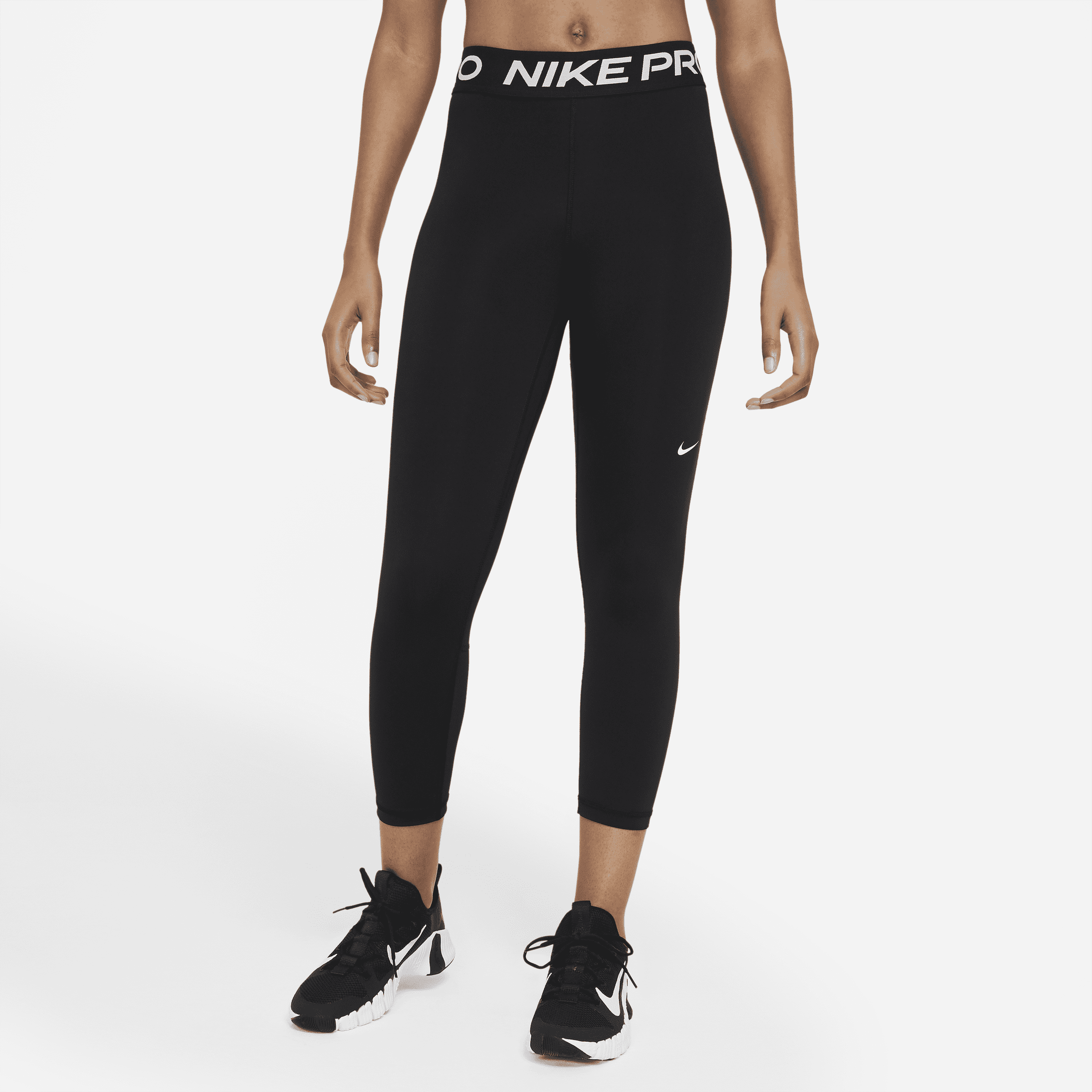 Image of Nike Pro 365 Crop-legging met mesh vlakken en halfhoge taille voor dames - Zwart