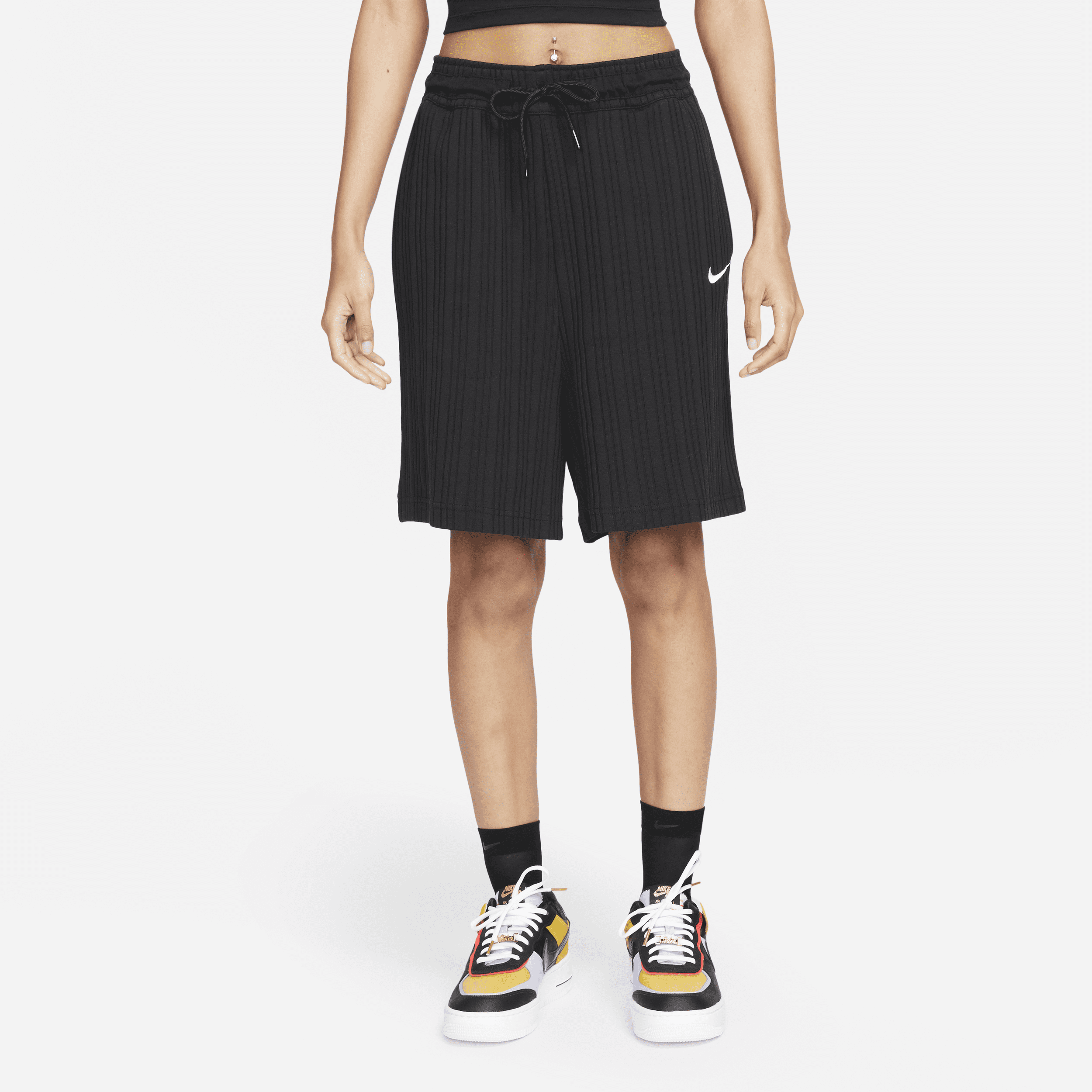 Damskie prążkowane spodenki do koszykówki z dżerseju Nike Sportswear - Czerń