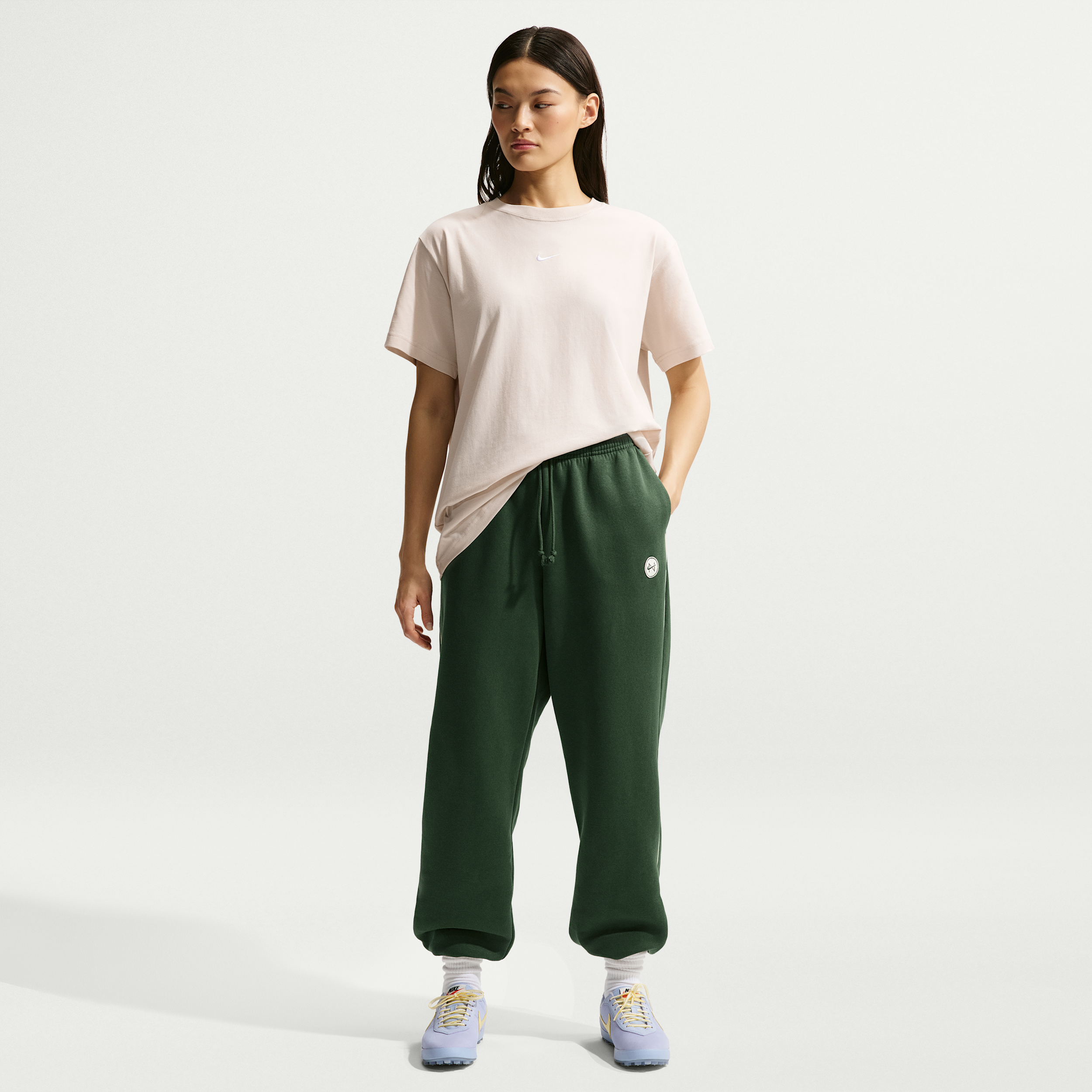 Pantaloni oversize a vita alta Nike Phoenix Fleece – Donna - Verde