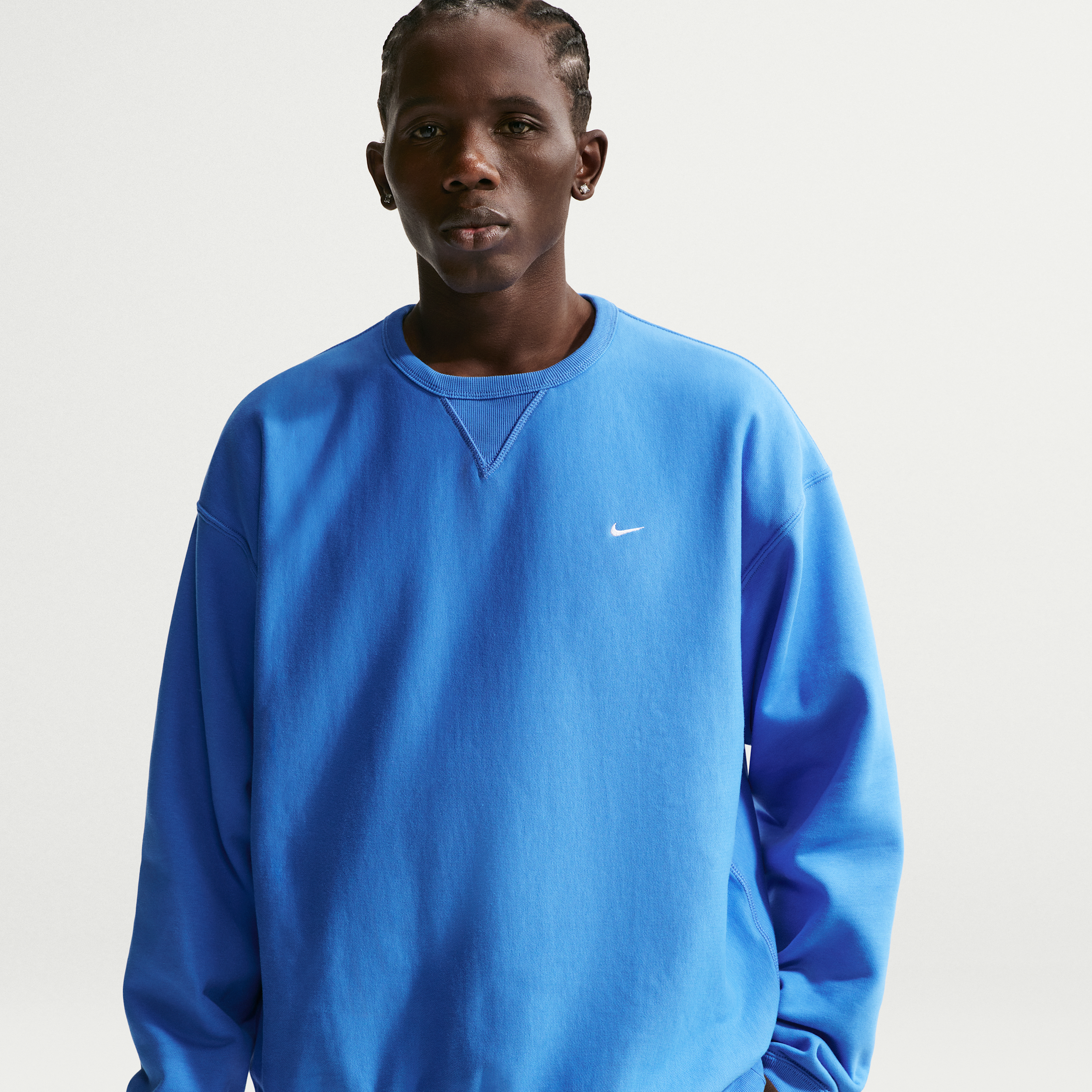 Maglia a girocollo in fleece Nike Solo Swoosh – Uomo - Blu