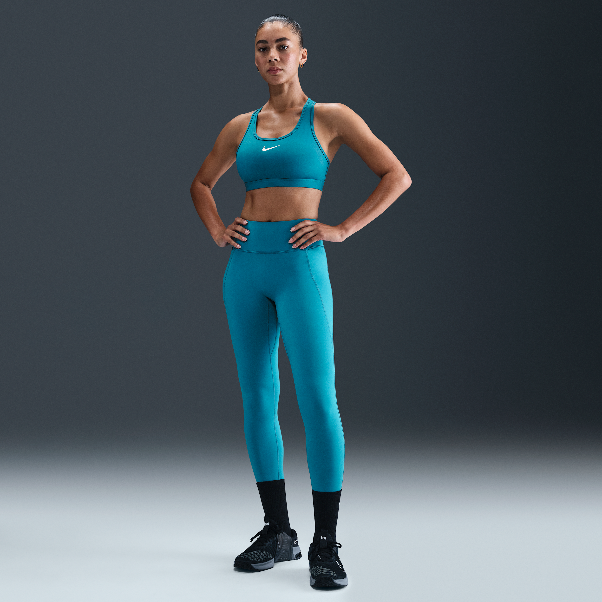 Thumbnail - Nike Universa Leggings in voller Länge mit hohem Bund und ohne Frontnaht (Damen) - Blau