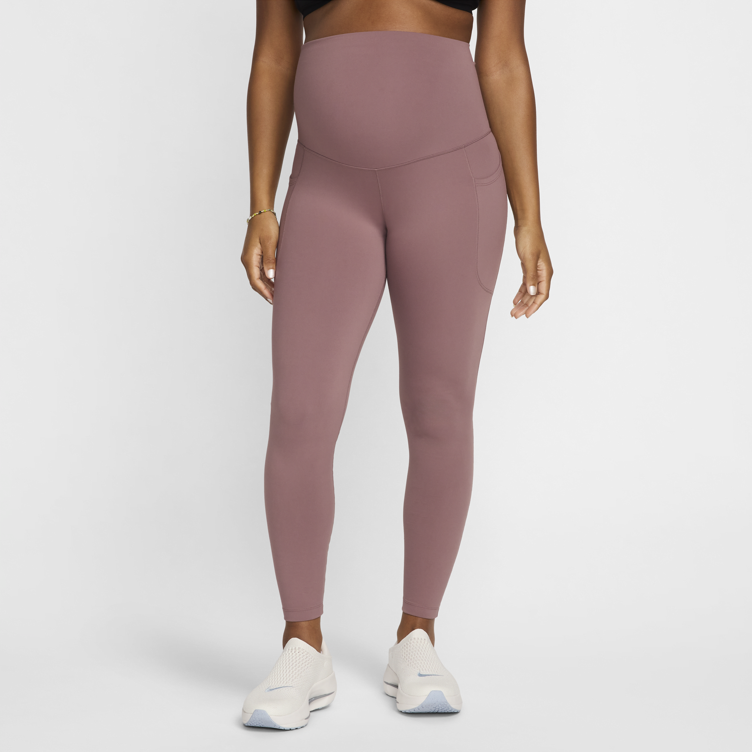 Nike (M) One 7 8-legging met hoge taille en zakken voor dames (zwangerschapskleding) Paars