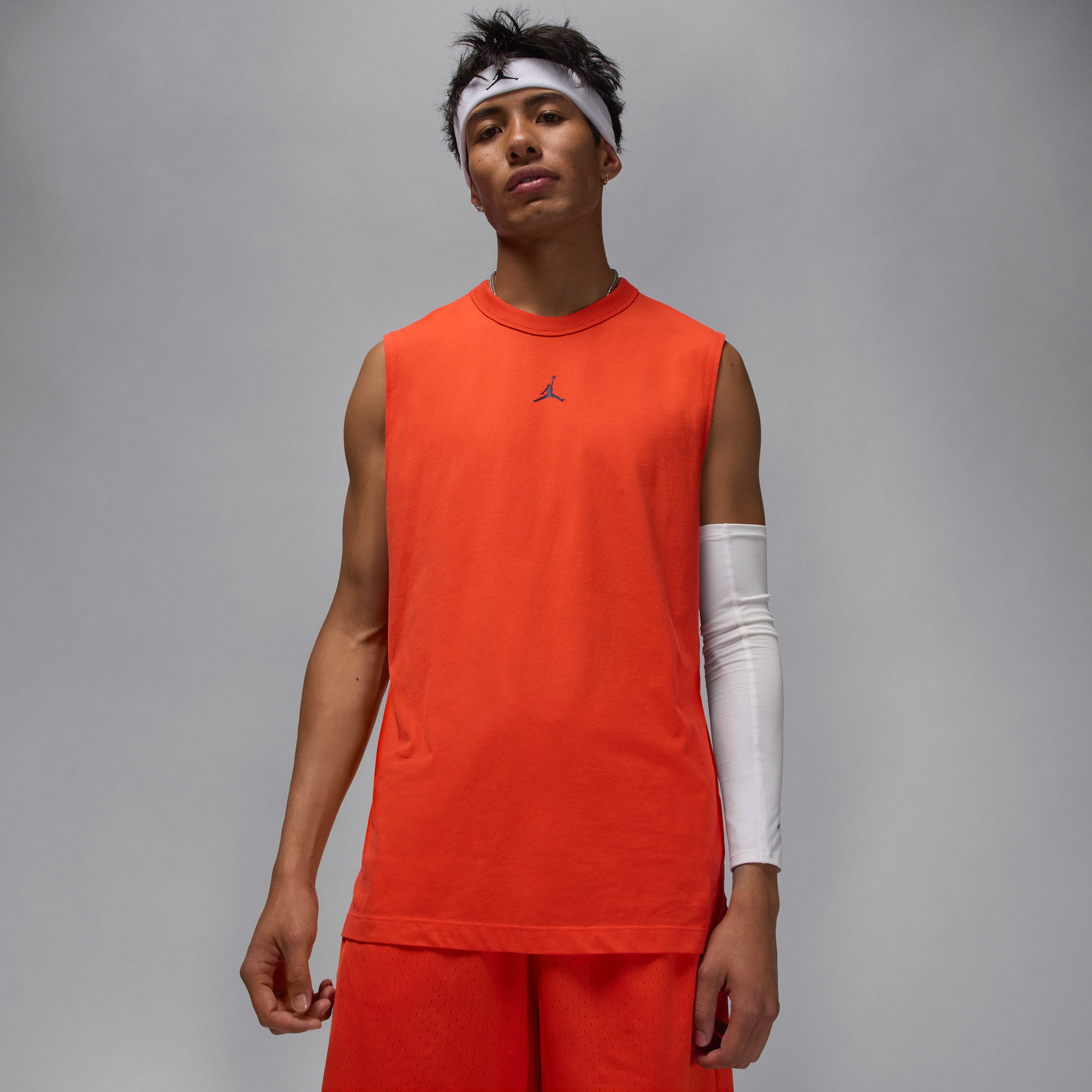 Nike Jordan Sport Mens Dri-FIT Sleeveless Top - Orange - Cotton/Polyester