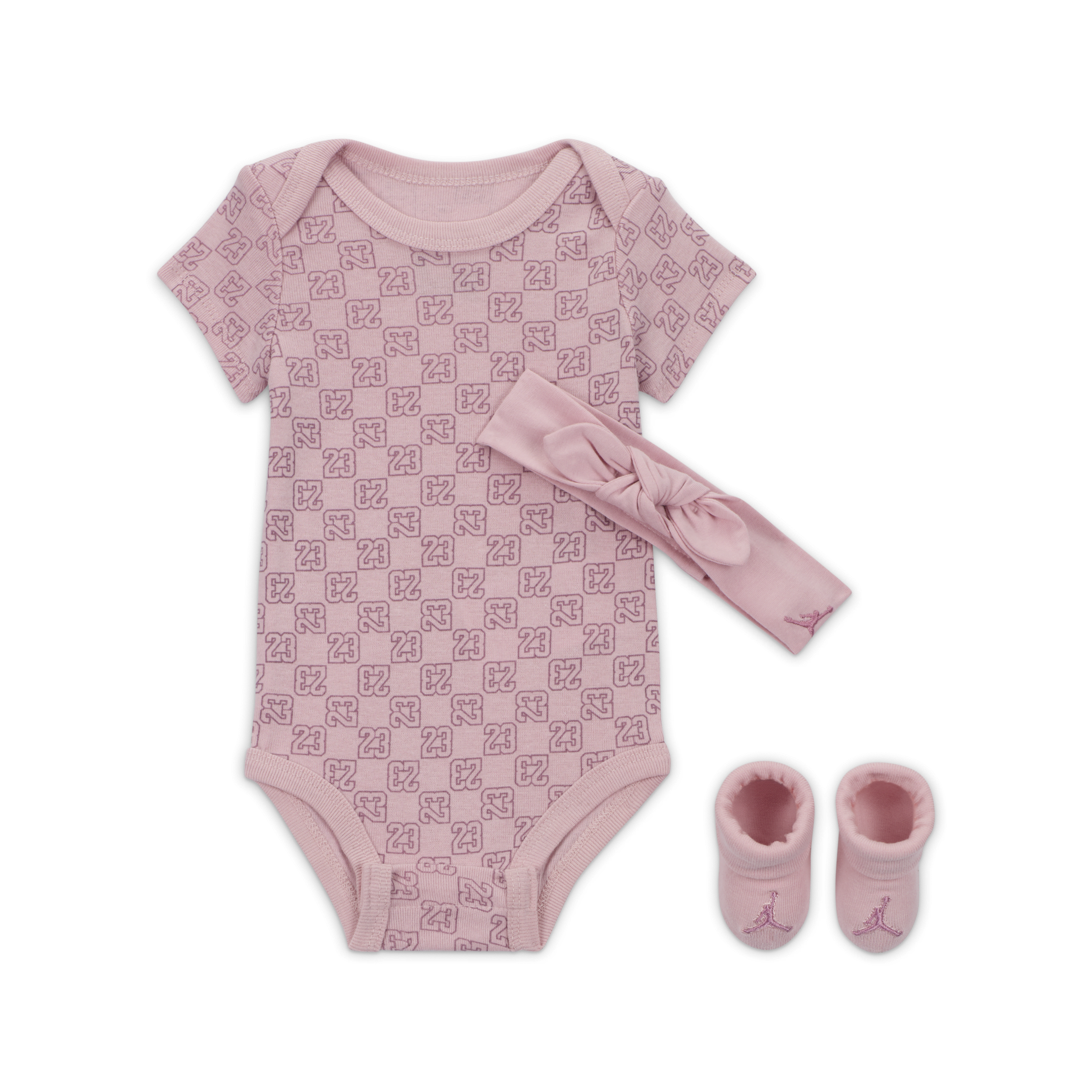 Ensemble trois pièces avec body Jordan Monogram pour bébé (0 - 9 mois) - Rose