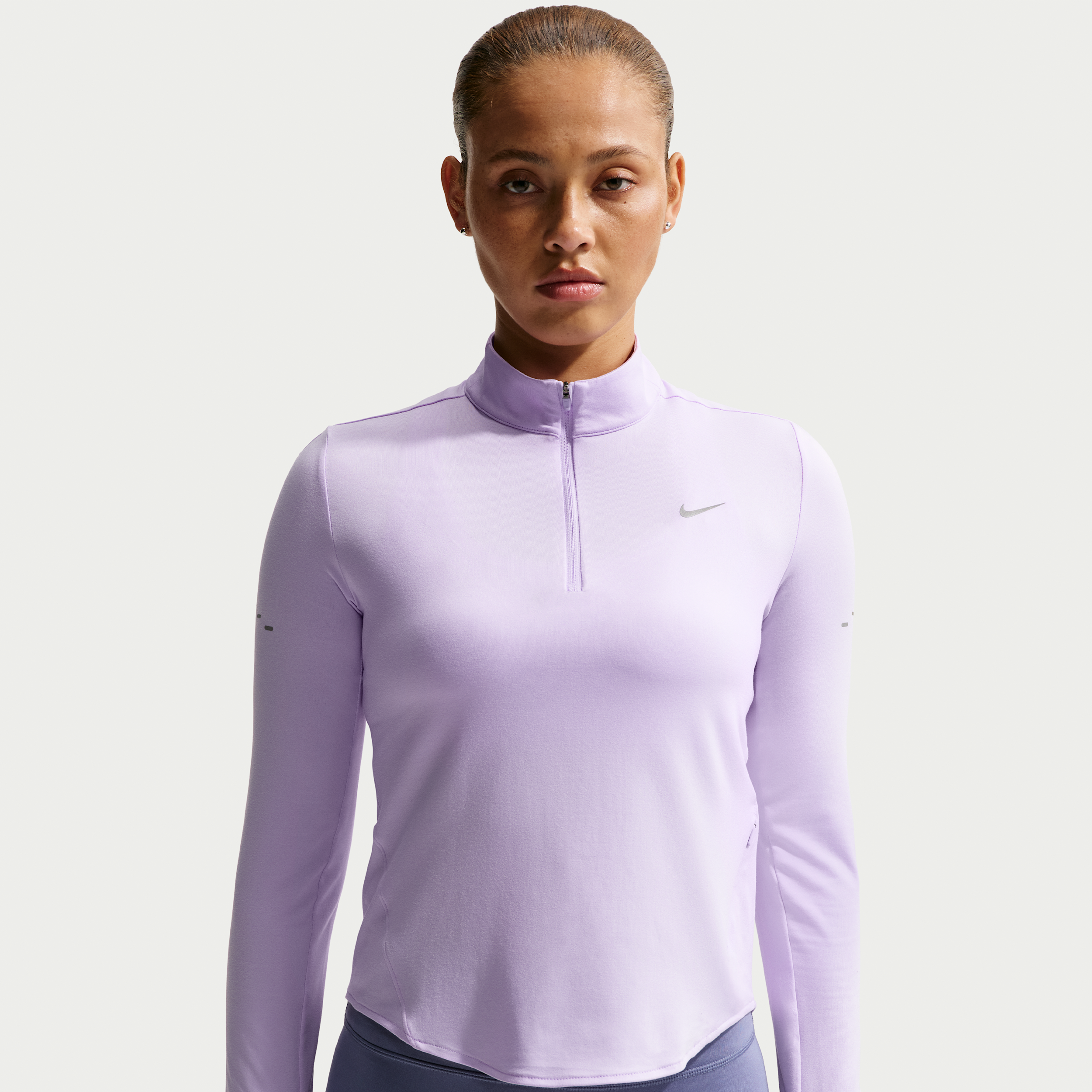 Nike Swift Dri-FIT hardlooptop met korte rits en uv-bescherming voor dames - Paars