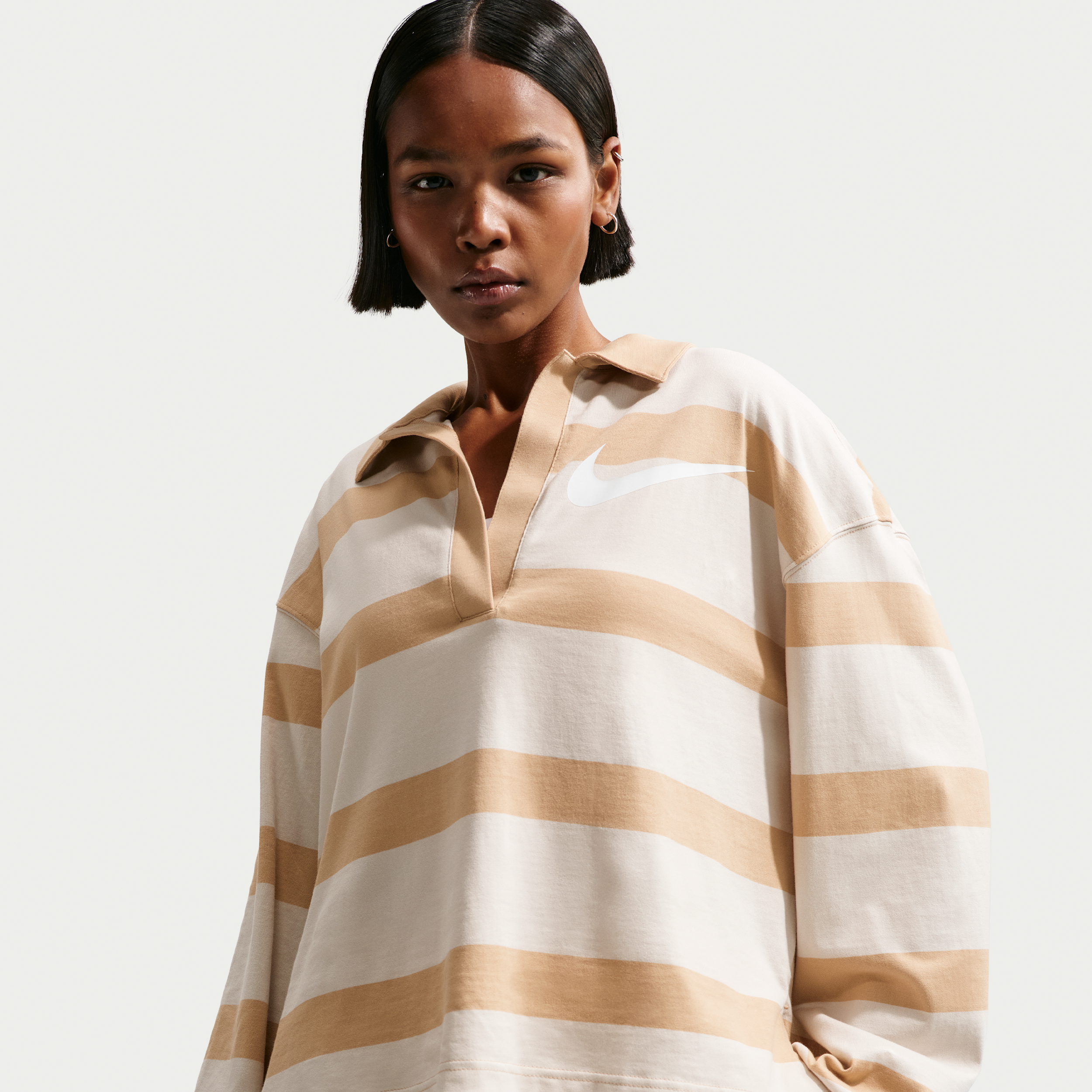 Nike Womens Oversized Top - Grey - Cotton