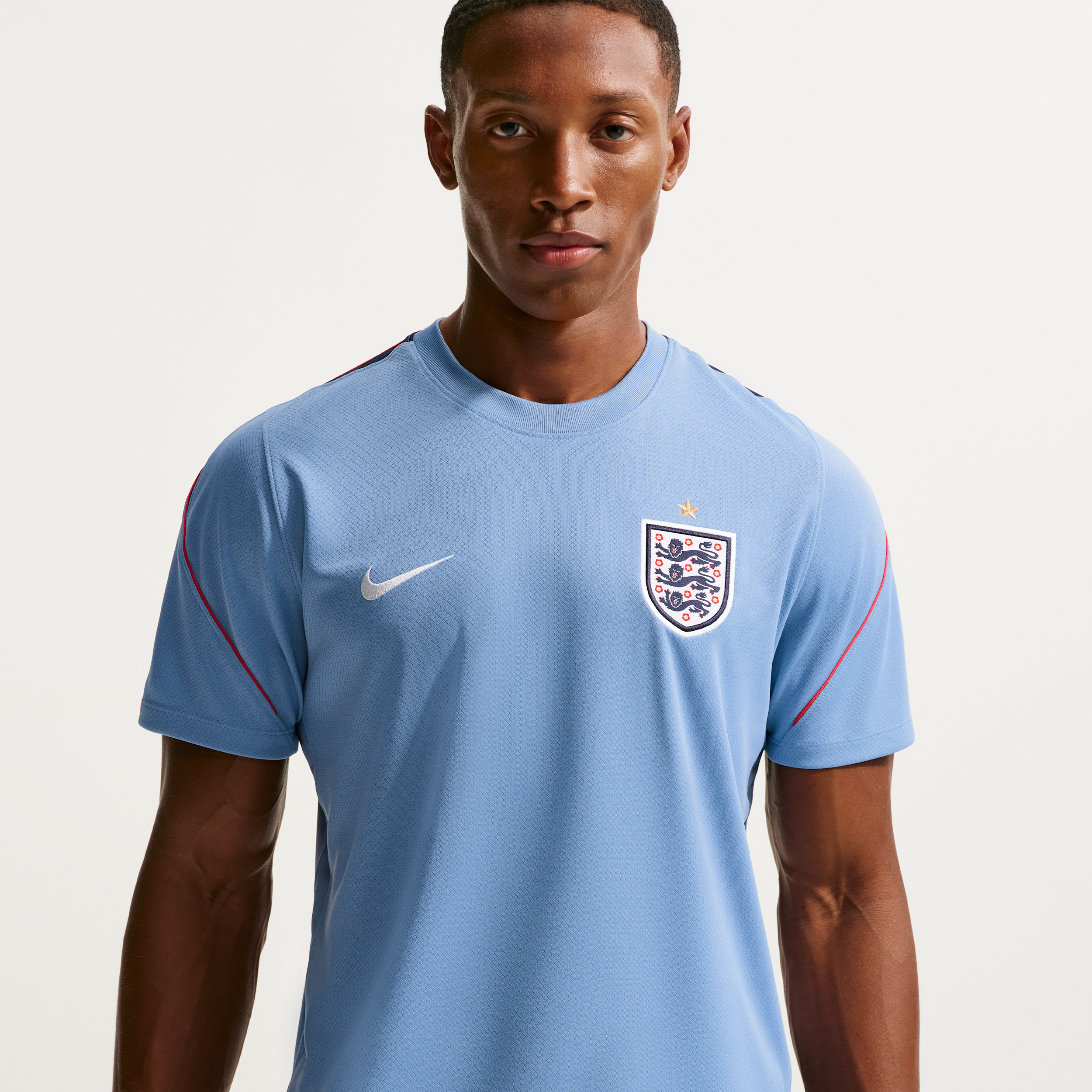 Kortærmet England Strike Nike Dri-FIT-fodboldtrøje til mænd - blå