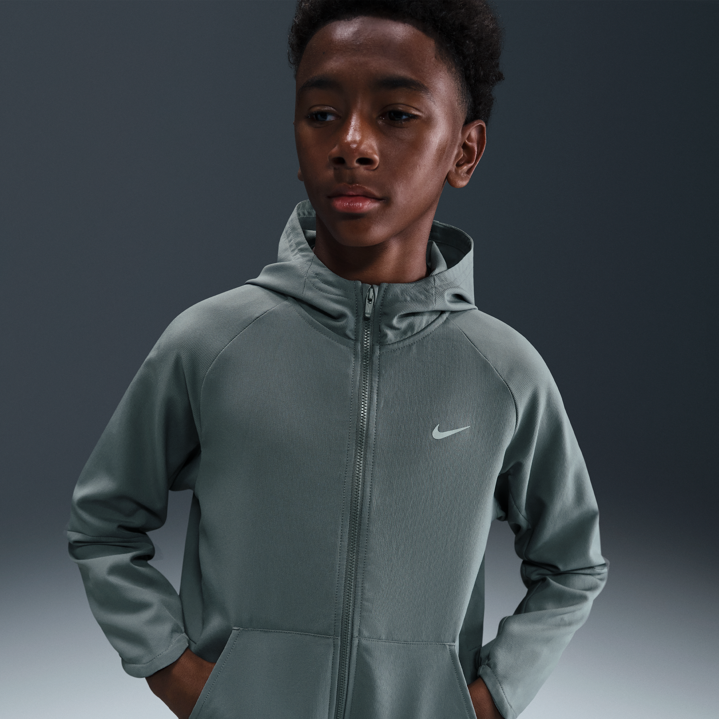 Nike Older Kids Dri-FIT UV Training Jacket - Grey - Polyester